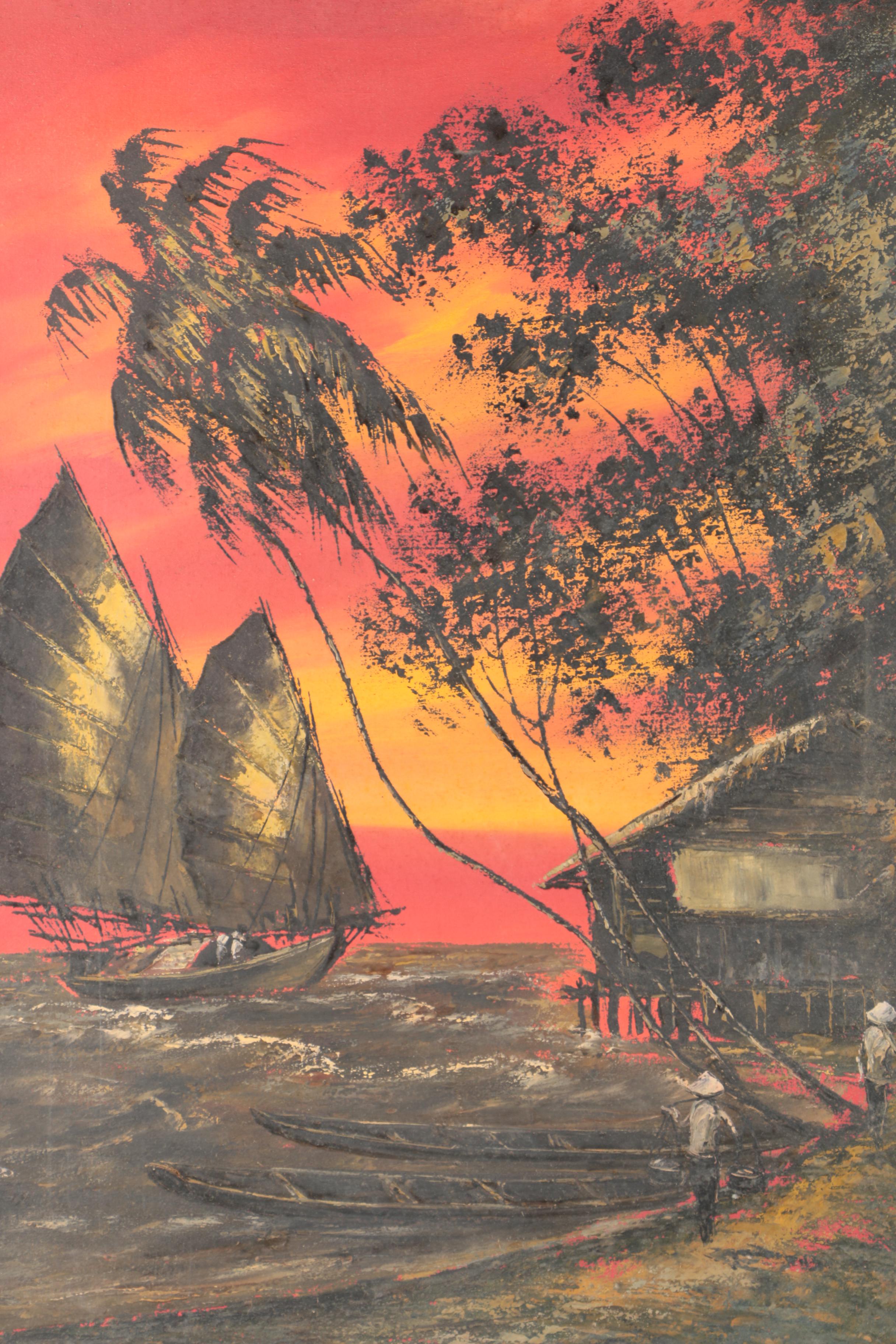 Thanhlong Oil Painting on Canvas of Sailboat