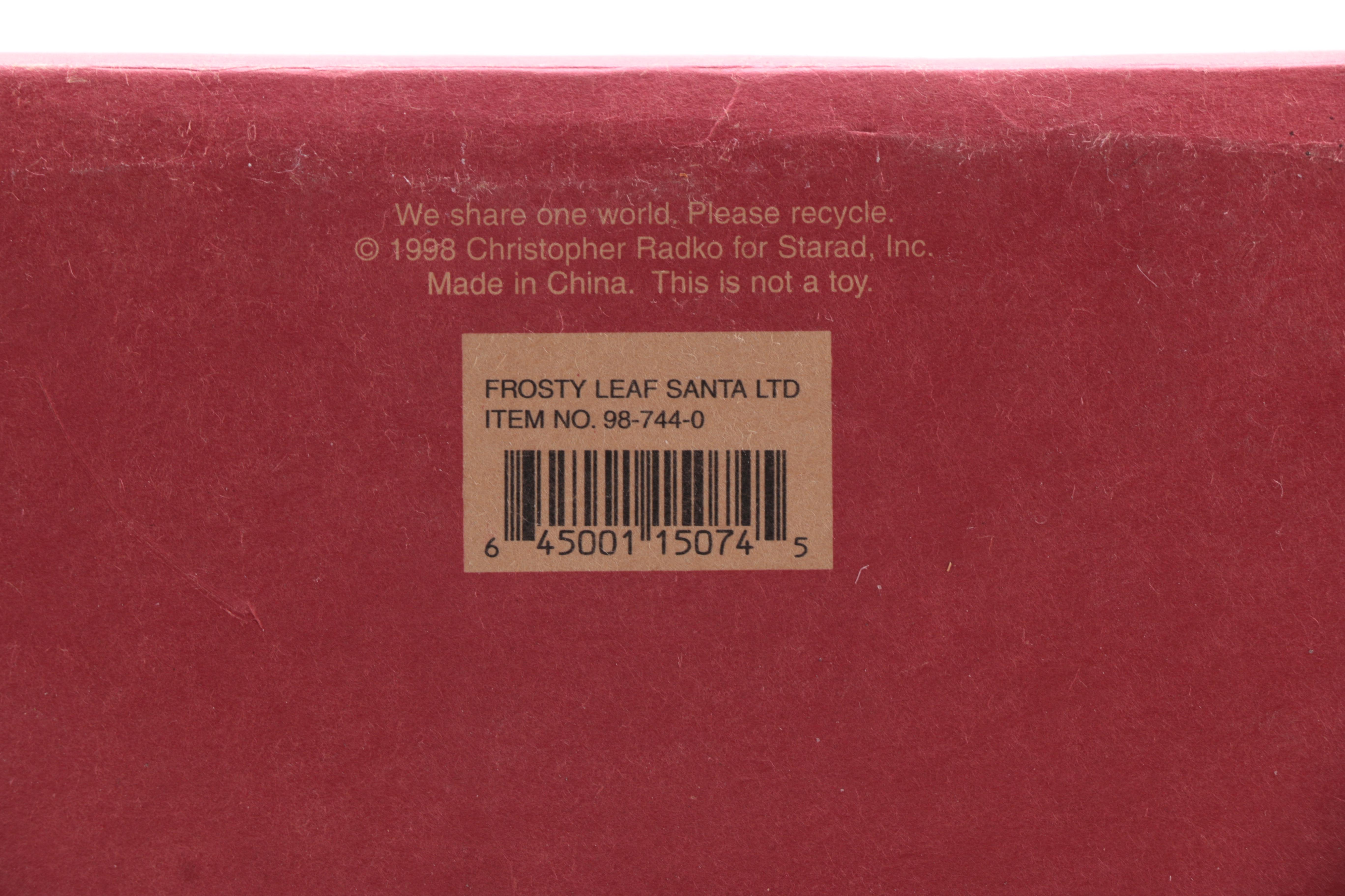 Limited Edition Christopher Radko "Frosty Leaf Santa" Figurine