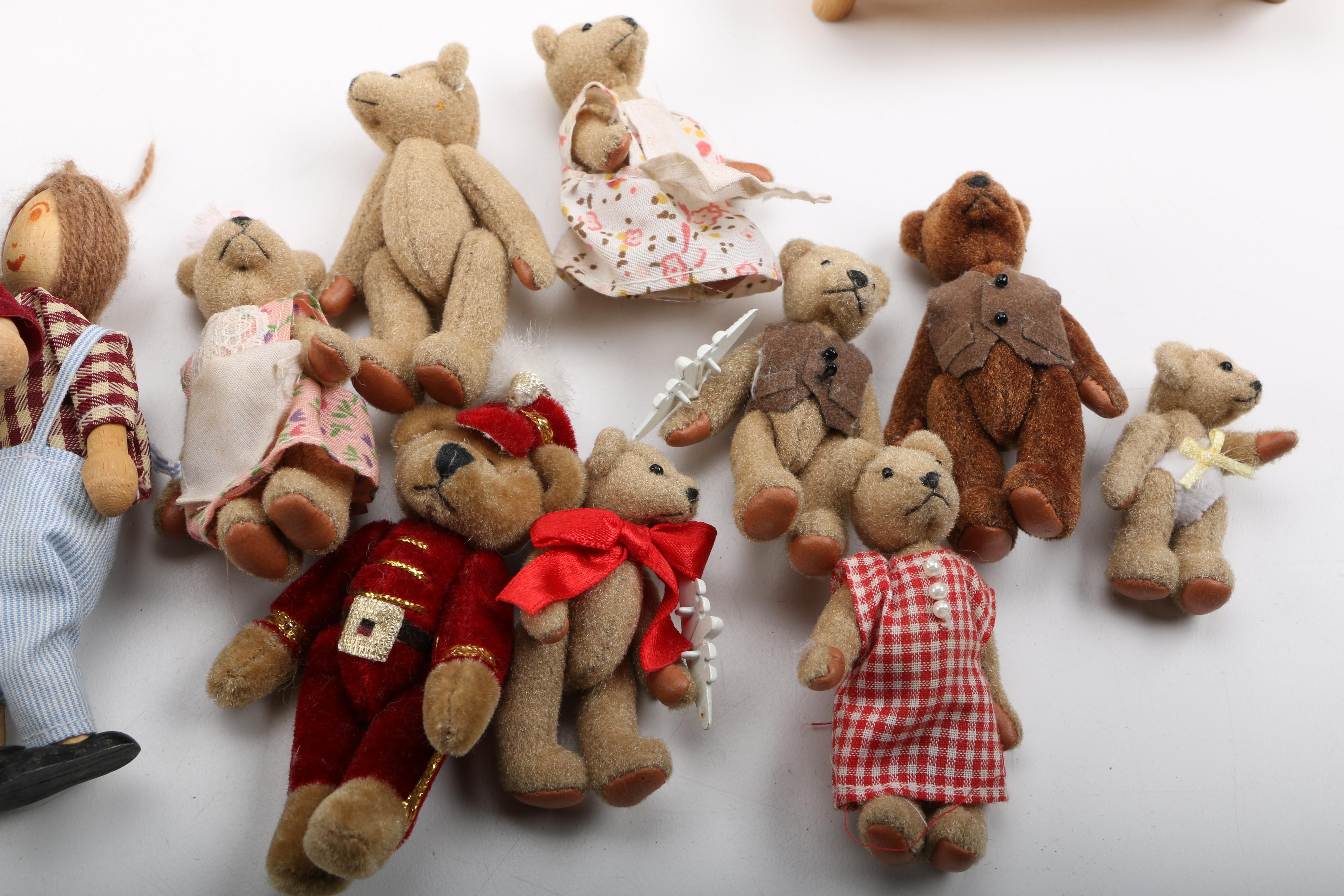 Wooden Dolls and Dollhouse Furniture