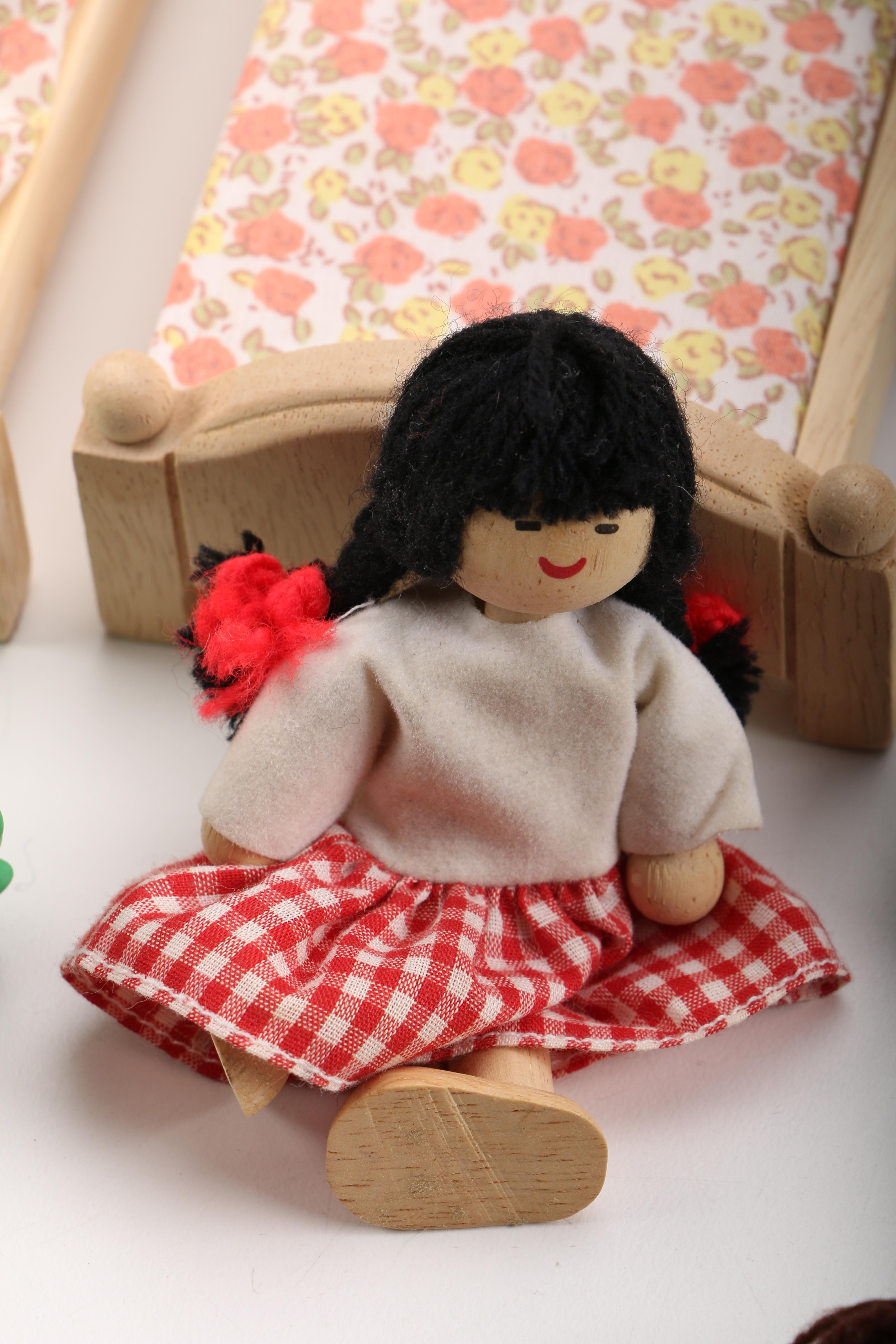 Wooden Dolls and Dollhouse Furniture
