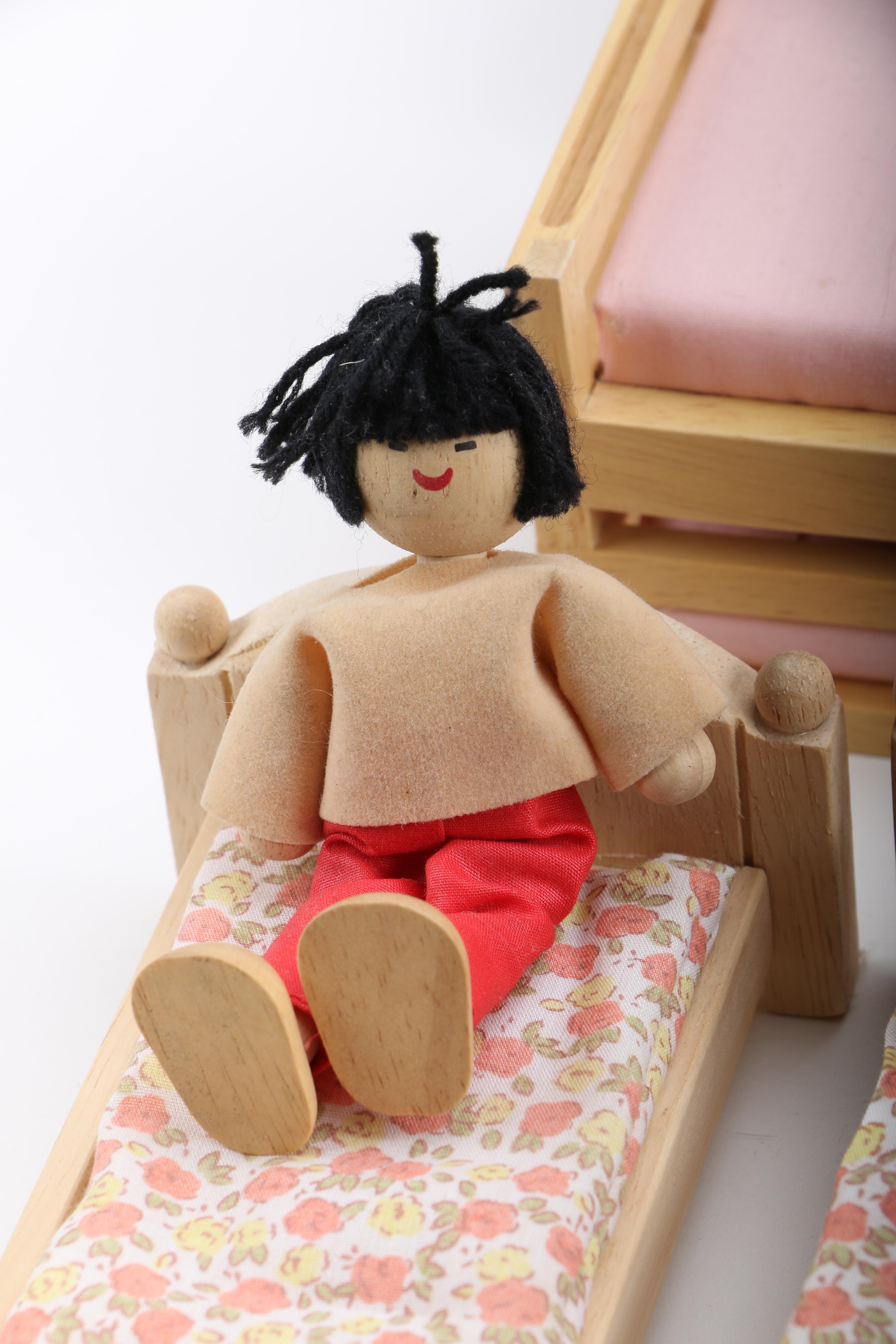 Wooden Dolls and Dollhouse Furniture