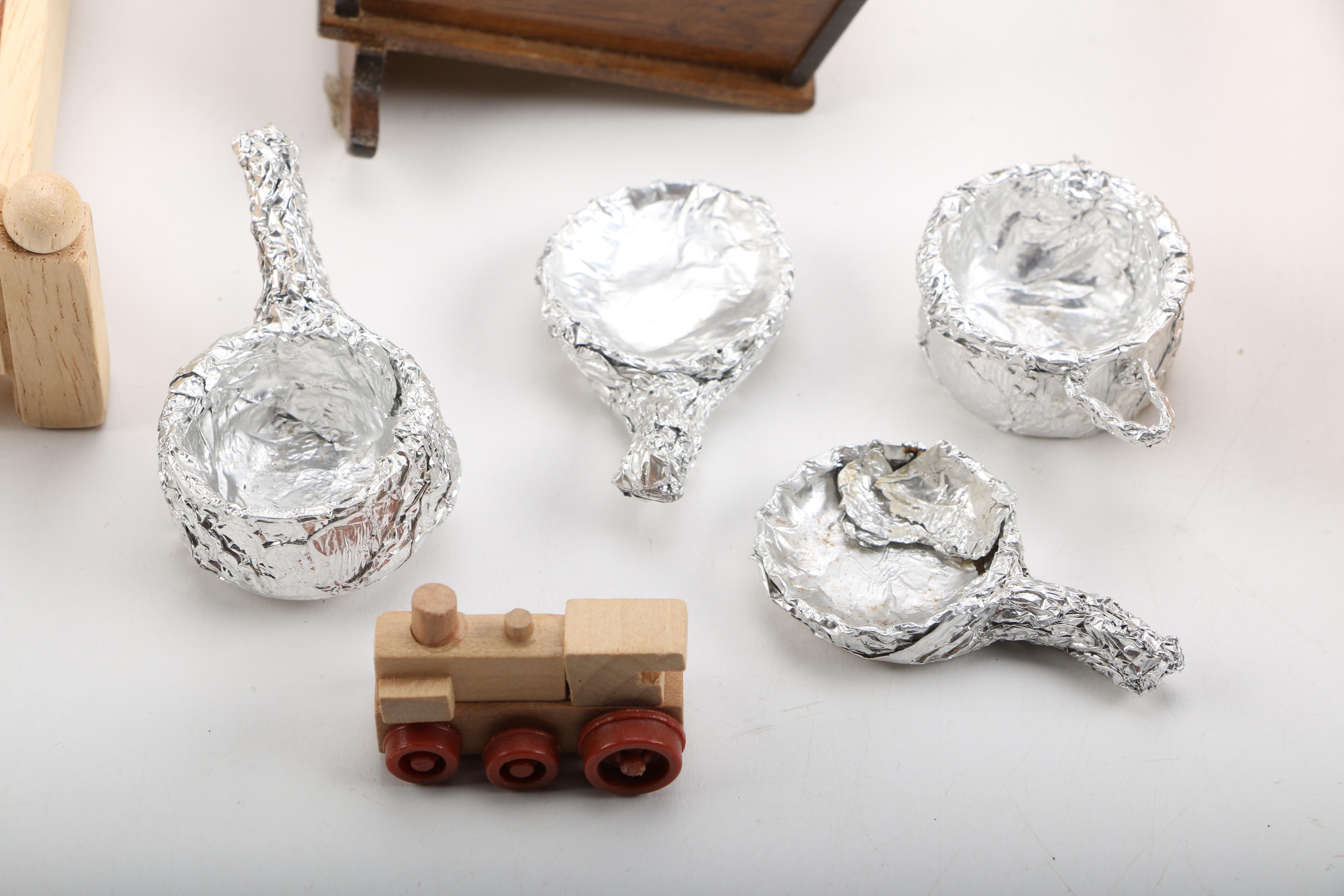 Wooden Dolls and Dollhouse Furniture