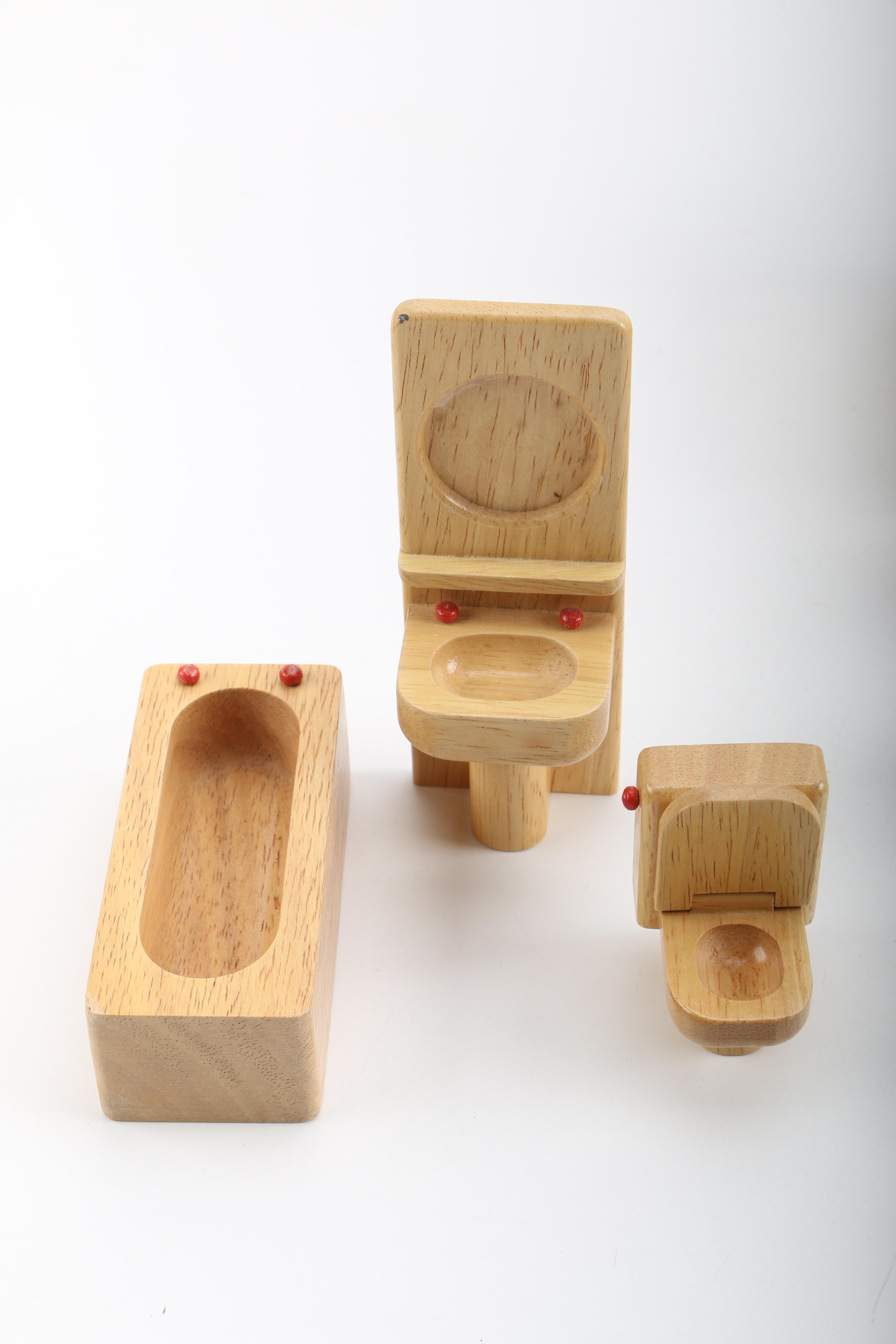 Wooden Dolls and Dollhouse Furniture