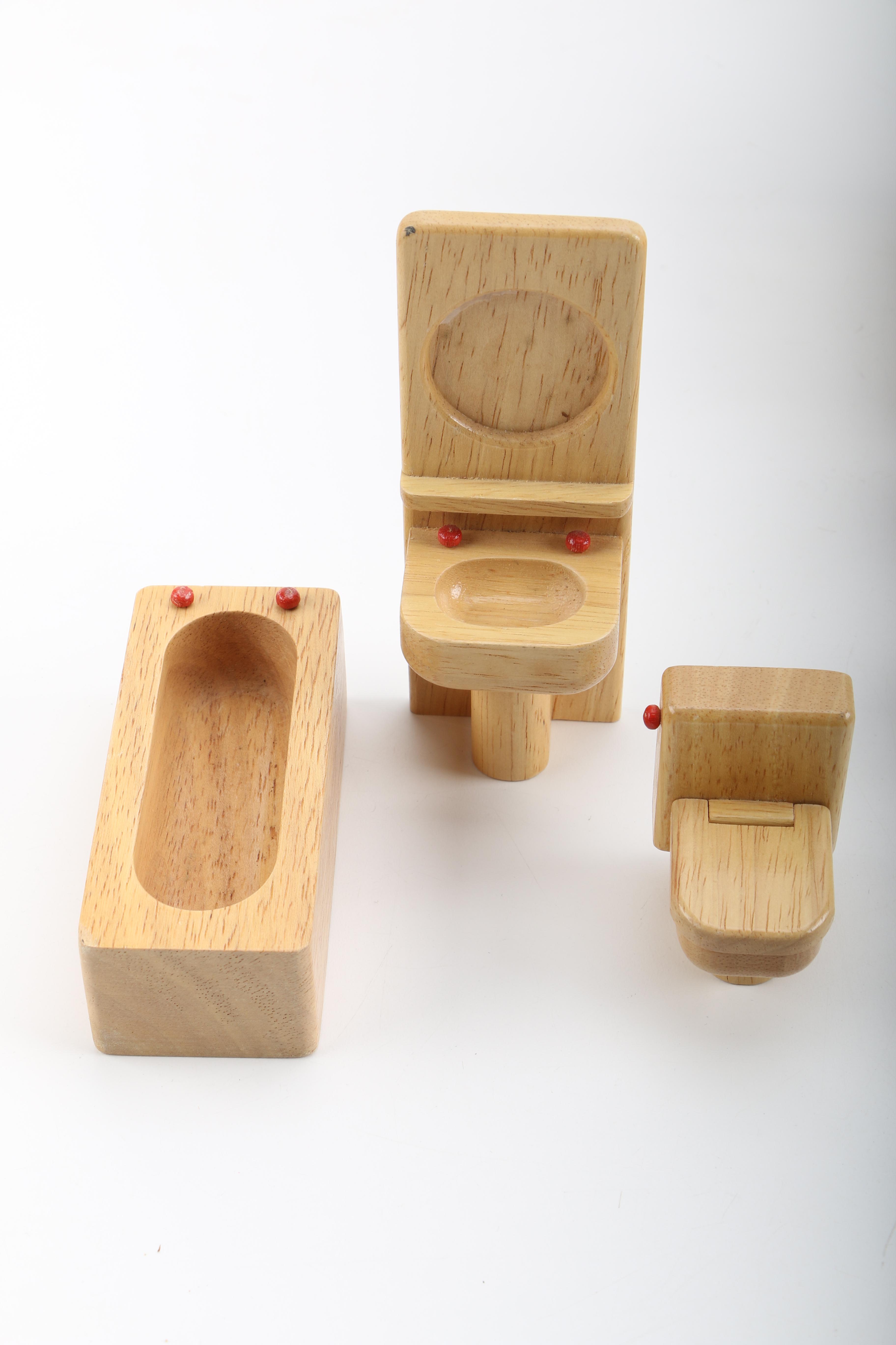 Wooden Dolls and Dollhouse Furniture