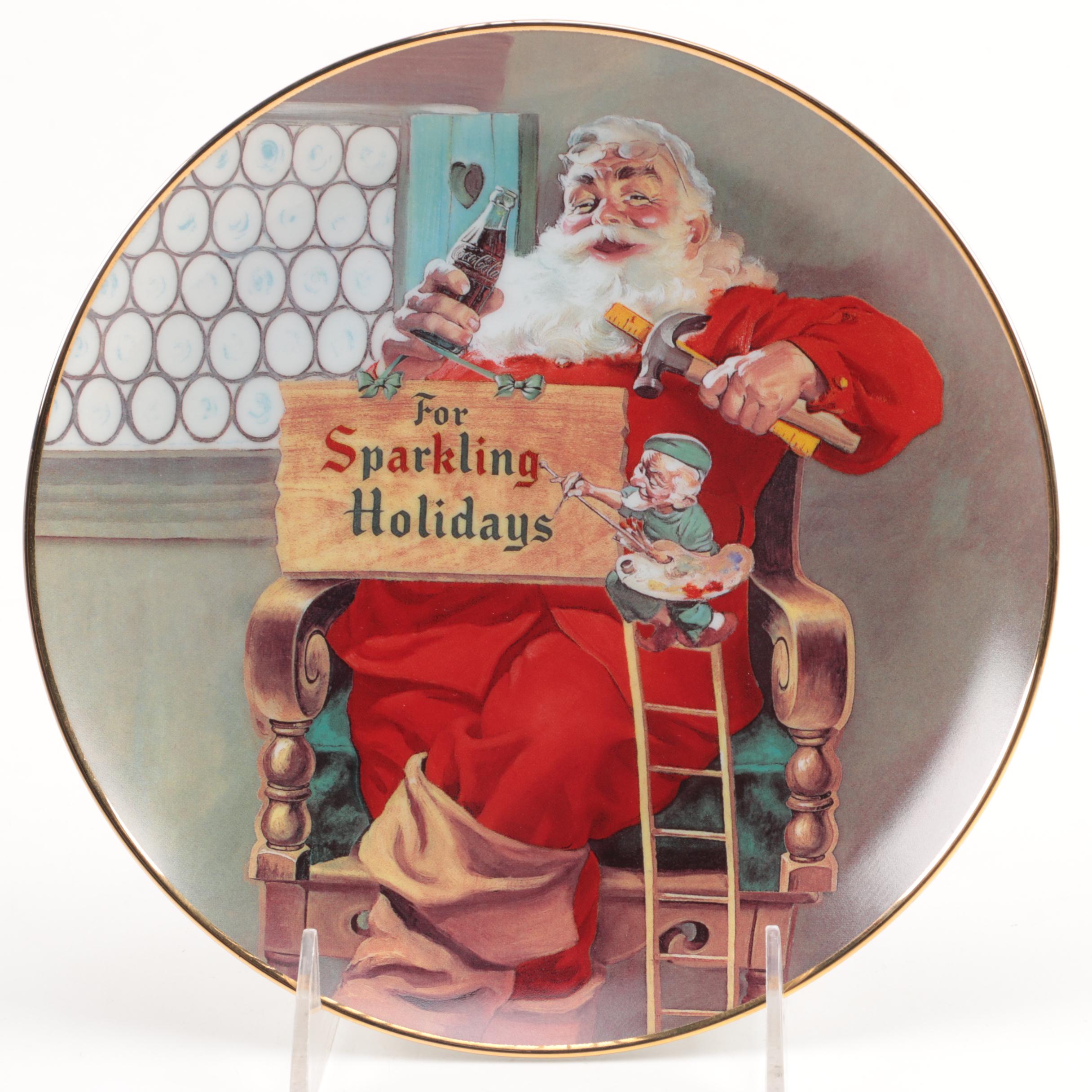 The Franklin Mint Coca-Cola Decorative Santa Plates