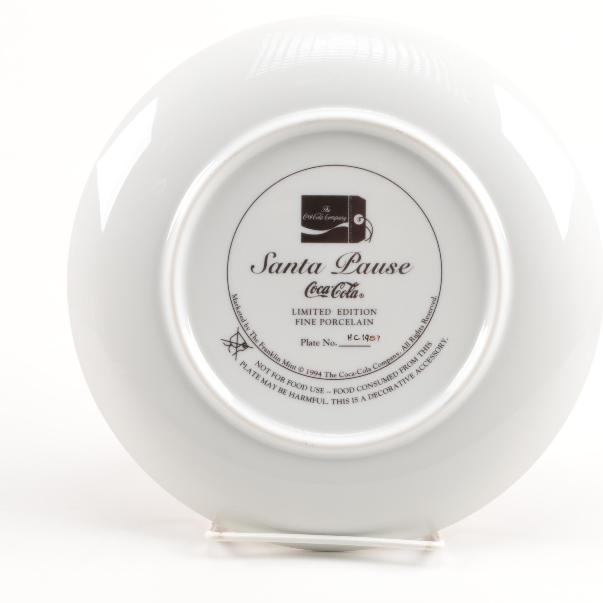 The Franklin Mint Coca-Cola Decorative Santa Plates