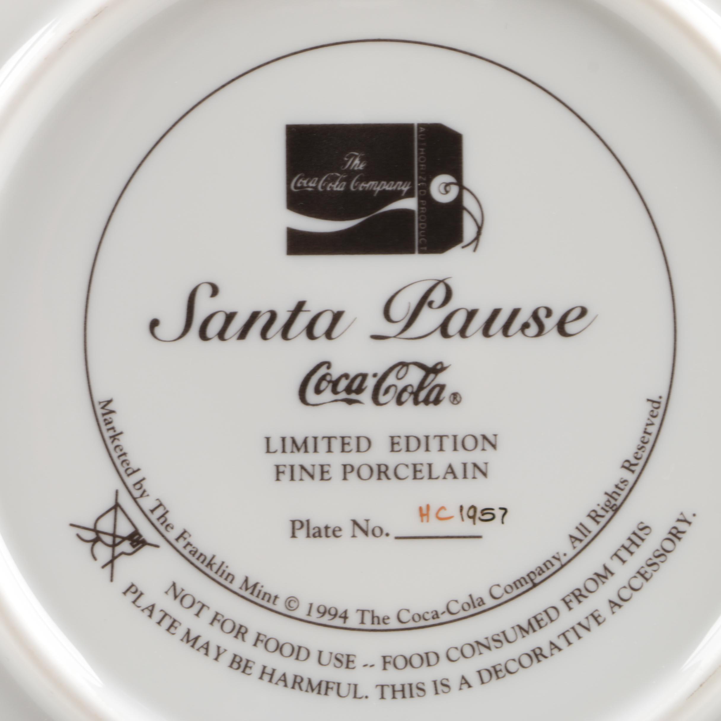 The Franklin Mint Coca-Cola Decorative Santa Plates