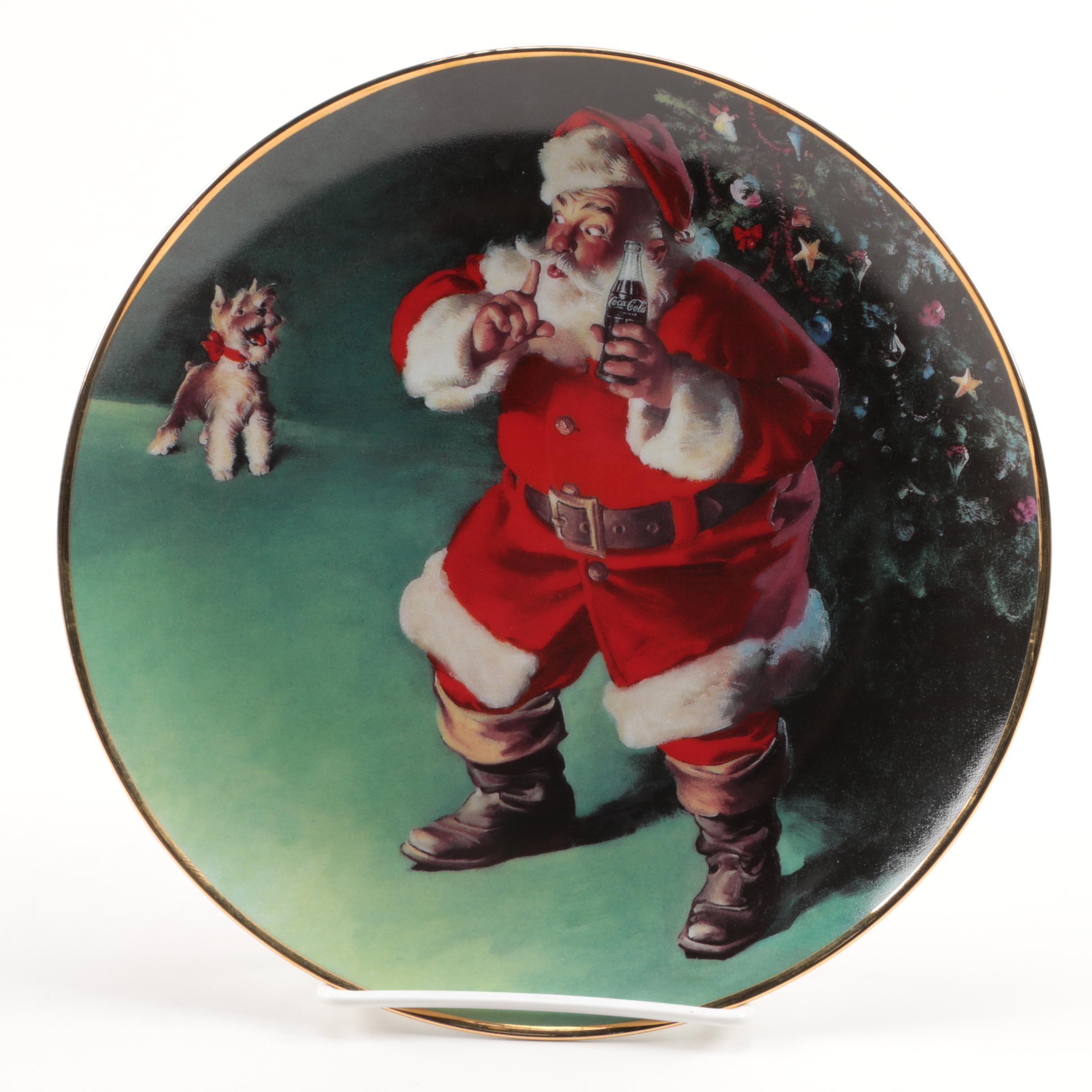 The Franklin Mint Coca-Cola Decorative Santa Plates