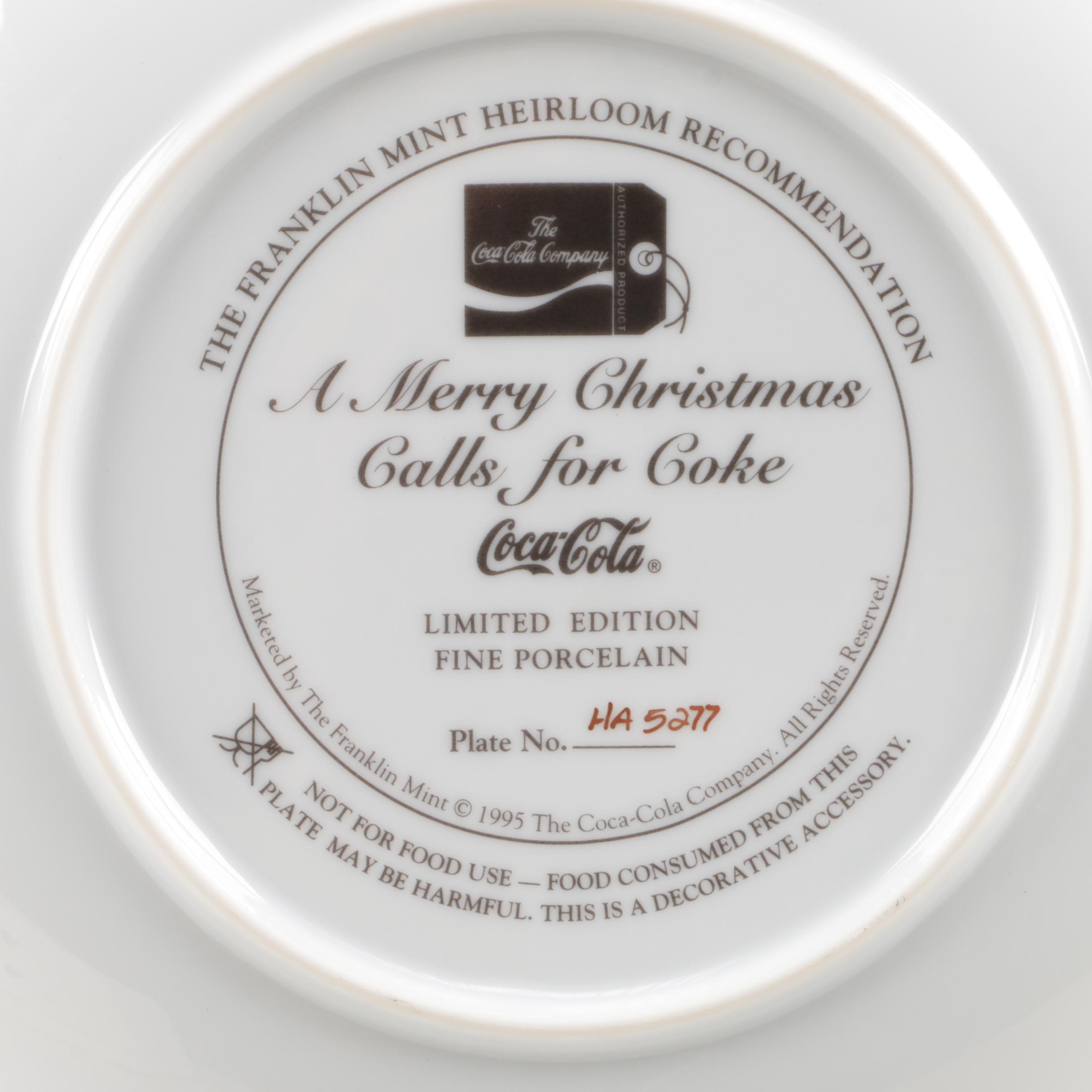 The Franklin Mint Coca-Cola Decorative Santa Plates