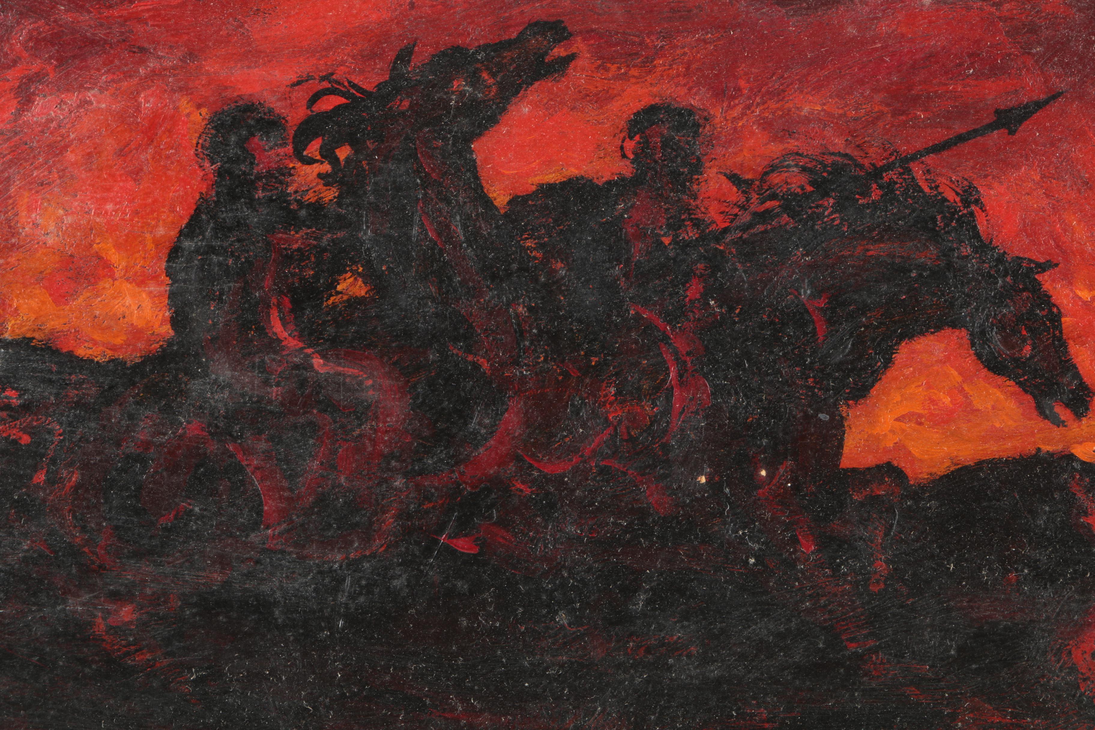 Charles Burdick Oil Painting on Academy Board of Horses