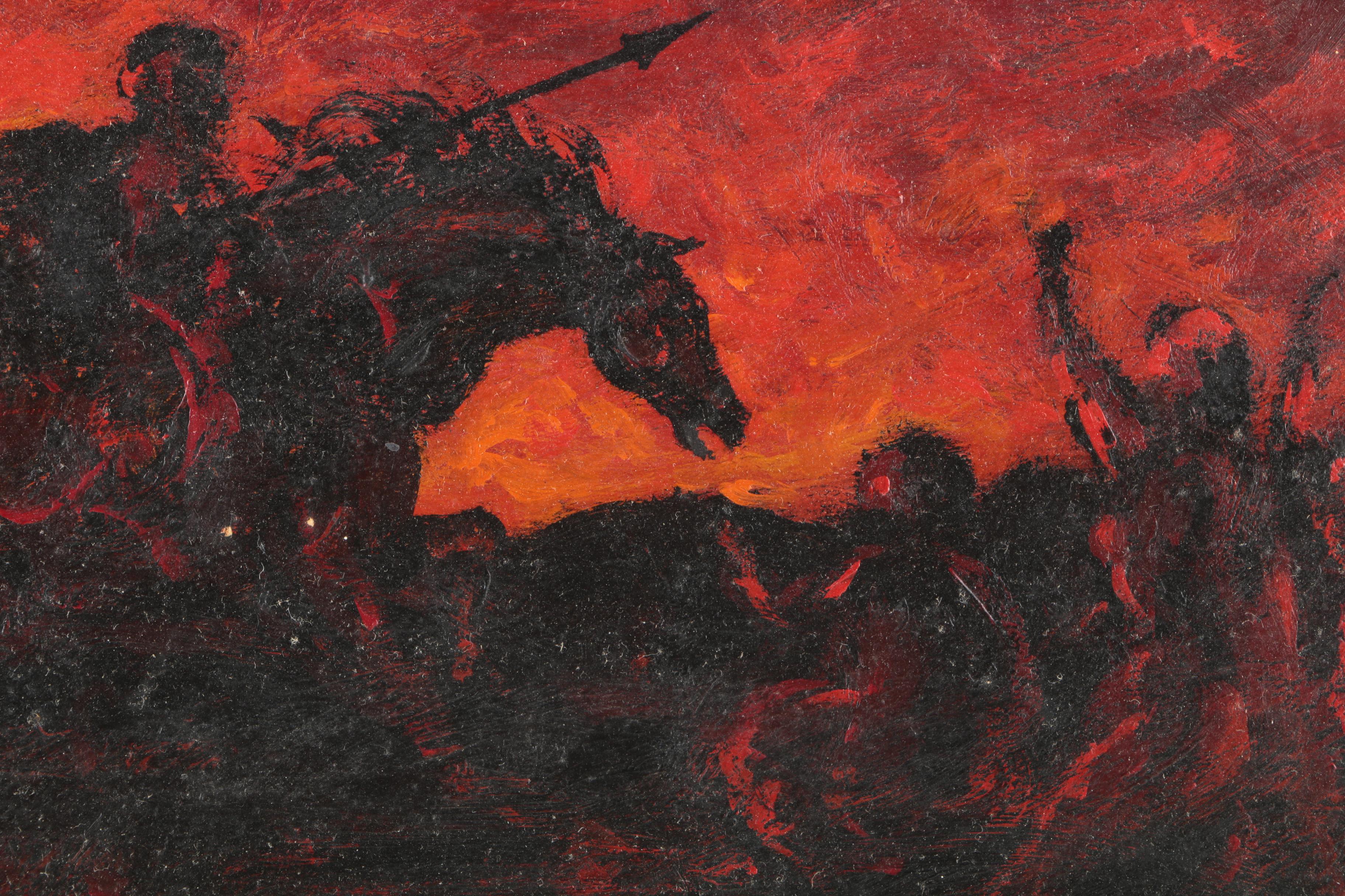 Charles Burdick Oil Painting on Academy Board of Horses