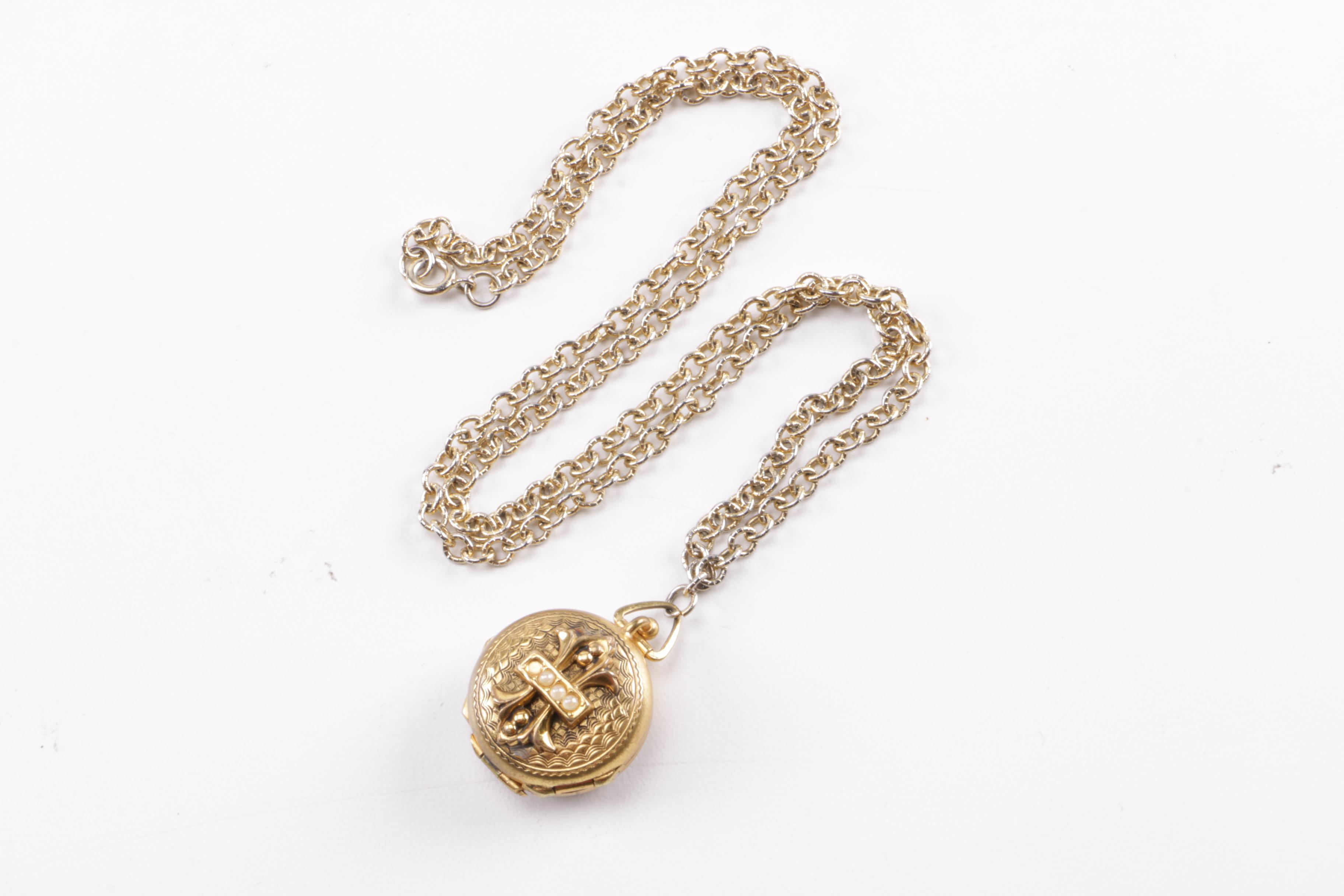 Costume Jewelry Including a Hair Locket Necklace