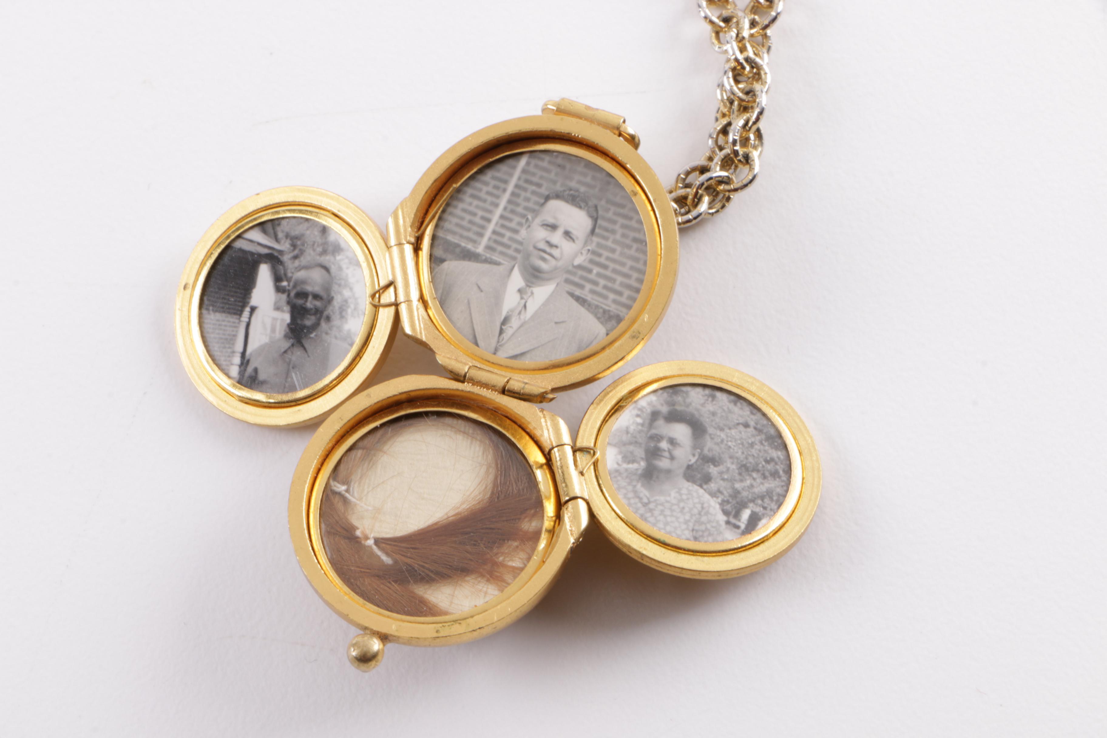 Costume Jewelry Including a Hair Locket Necklace