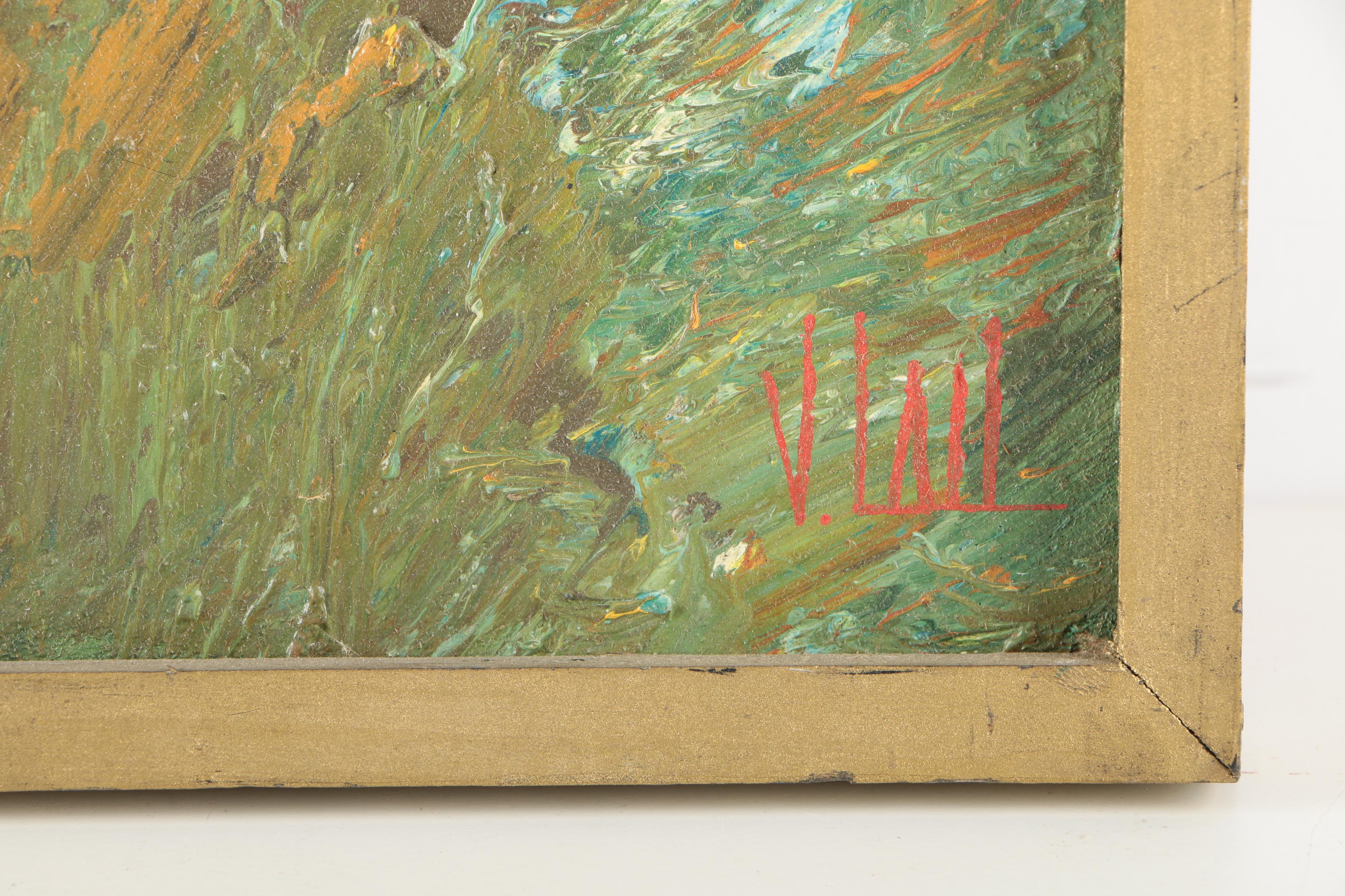 V. Lail Oil Paintings on Canvas of Flowers in Heavy Impasto