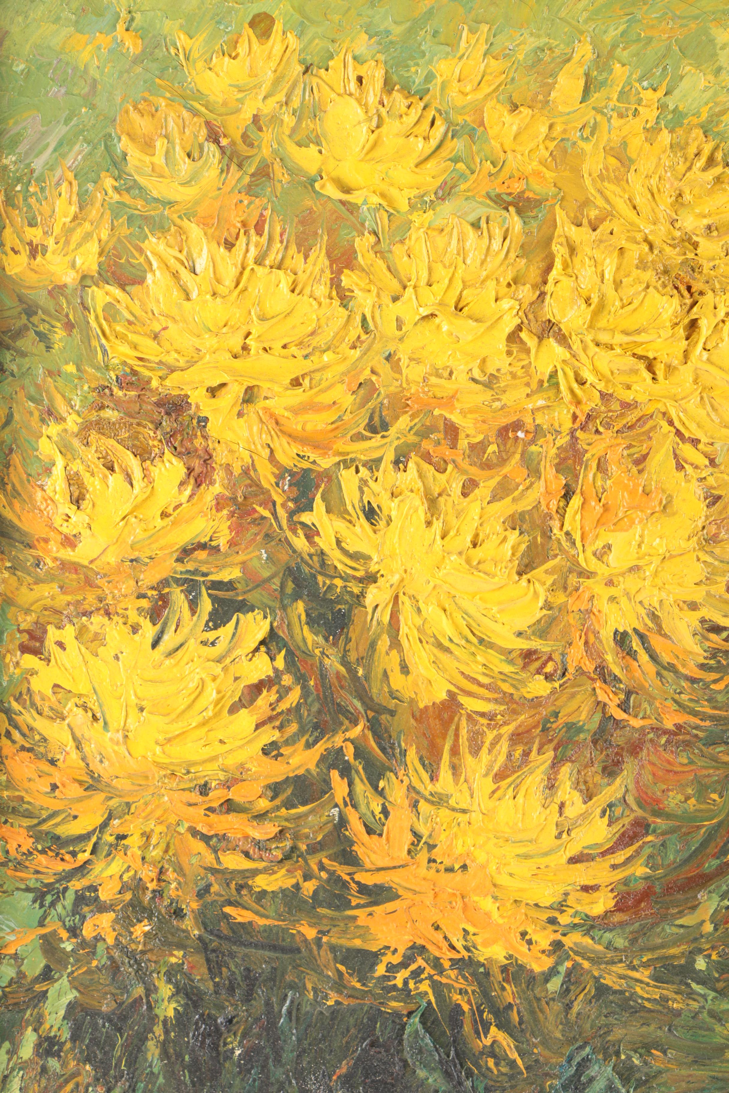 V. Lail Oil Paintings on Canvas of Flowers in Heavy Impasto