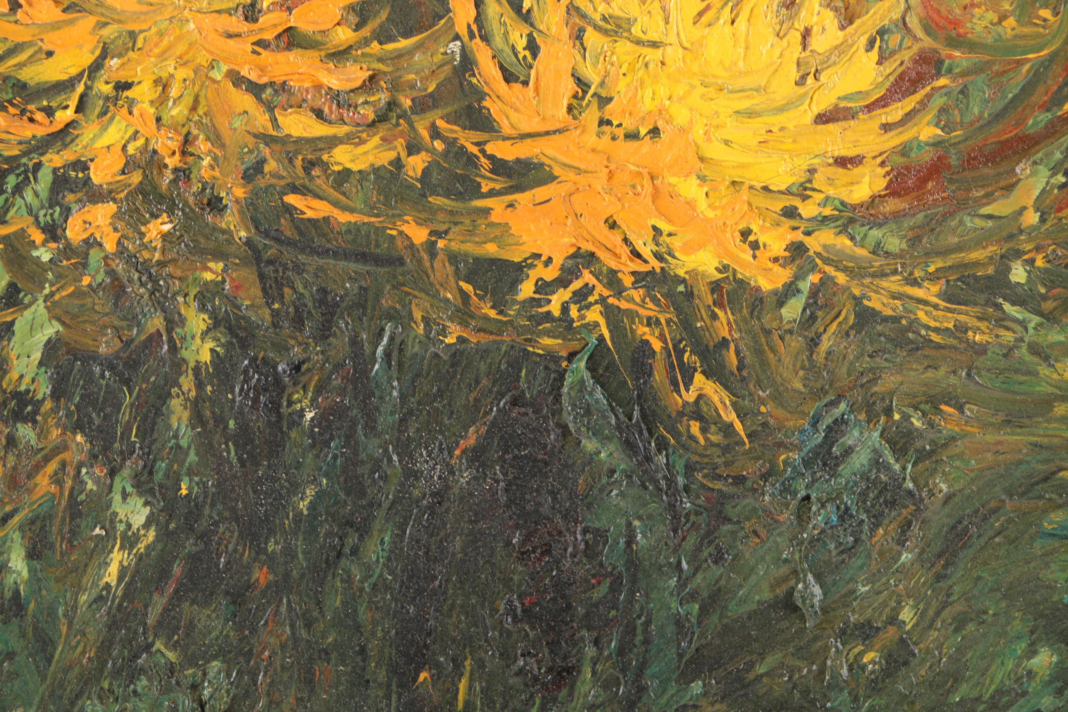 V. Lail Oil Paintings on Canvas of Flowers in Heavy Impasto