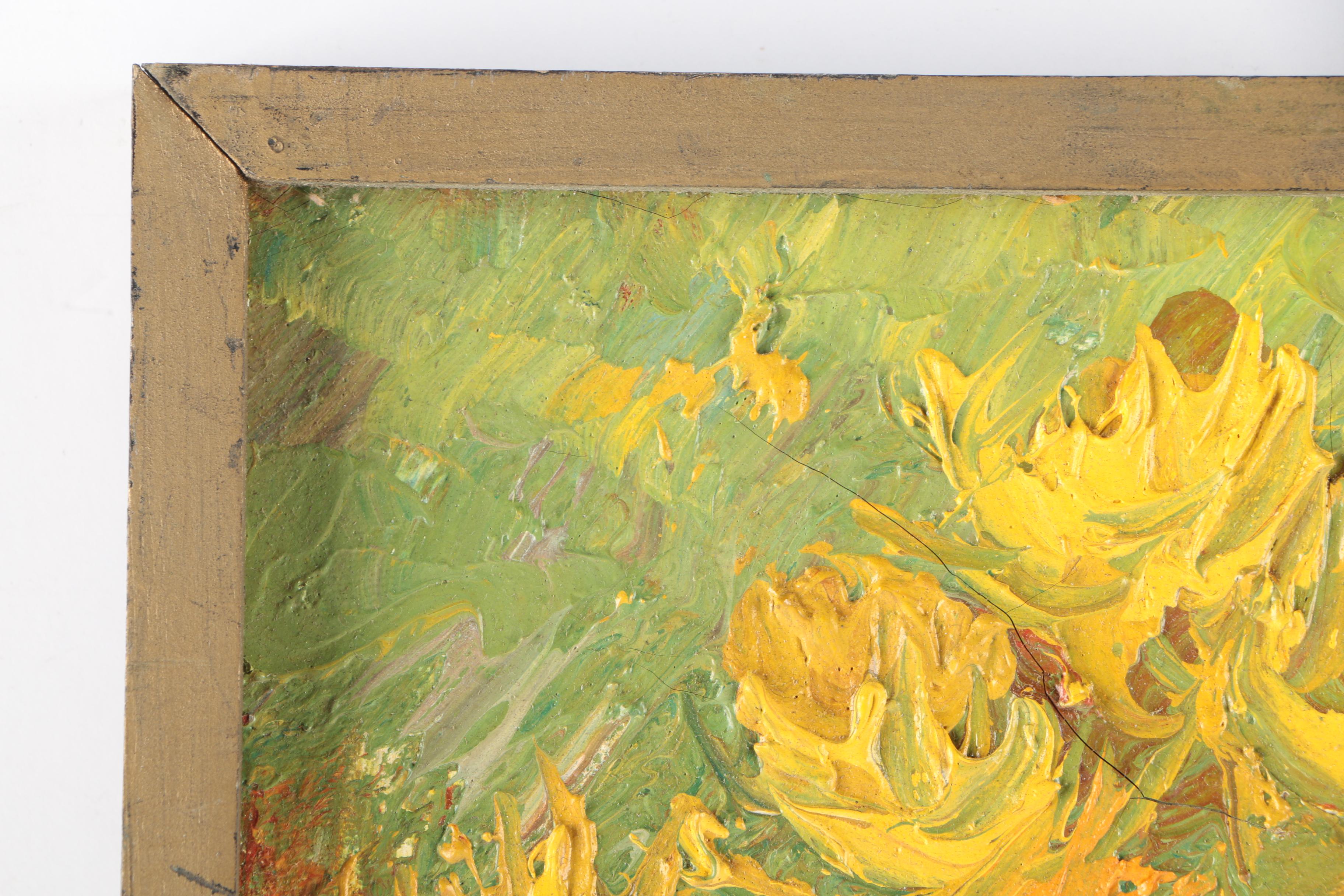 V. Lail Oil Paintings on Canvas of Flowers in Heavy Impasto