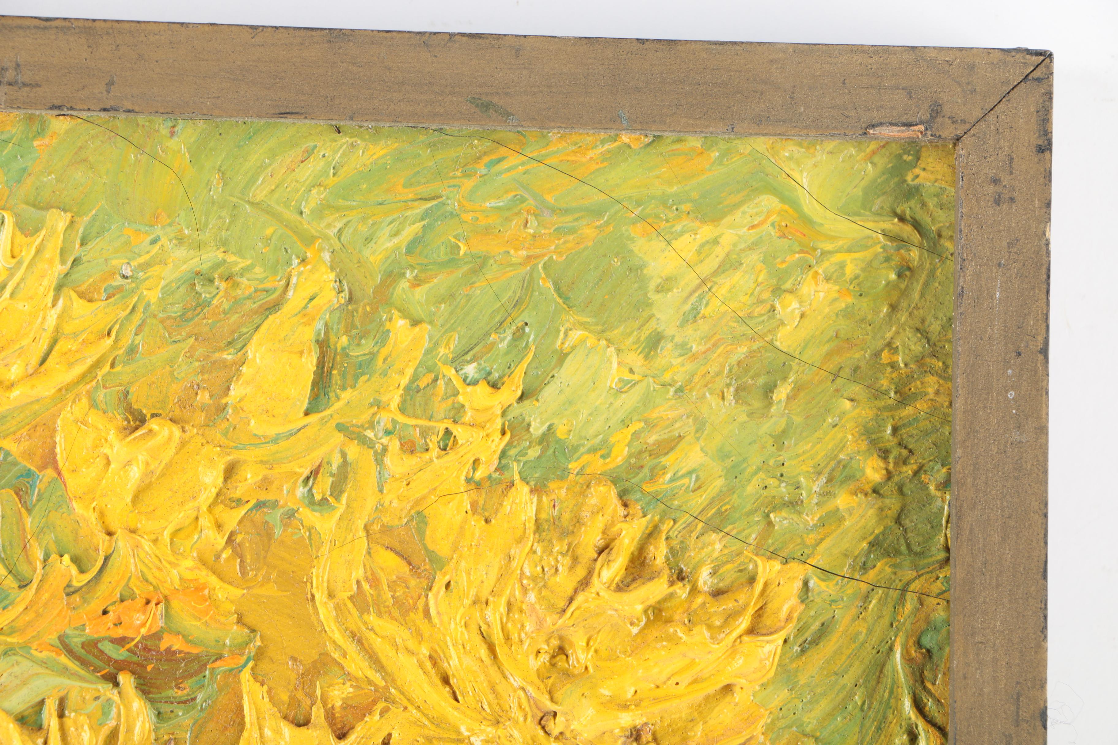 V. Lail Oil Paintings on Canvas of Flowers in Heavy Impasto