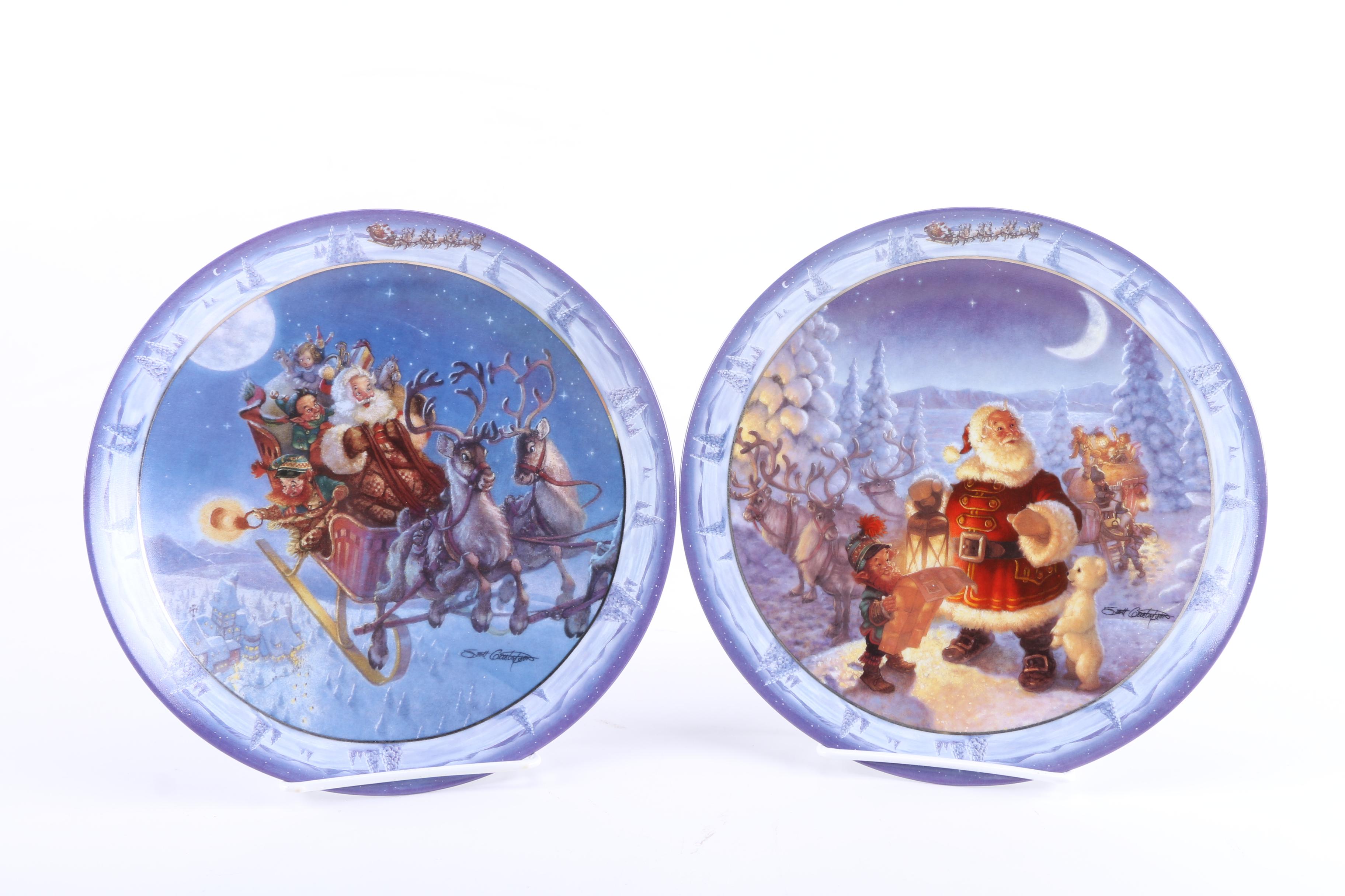 The Bradford Exchange "Santa's On His Way" Decorative Plates