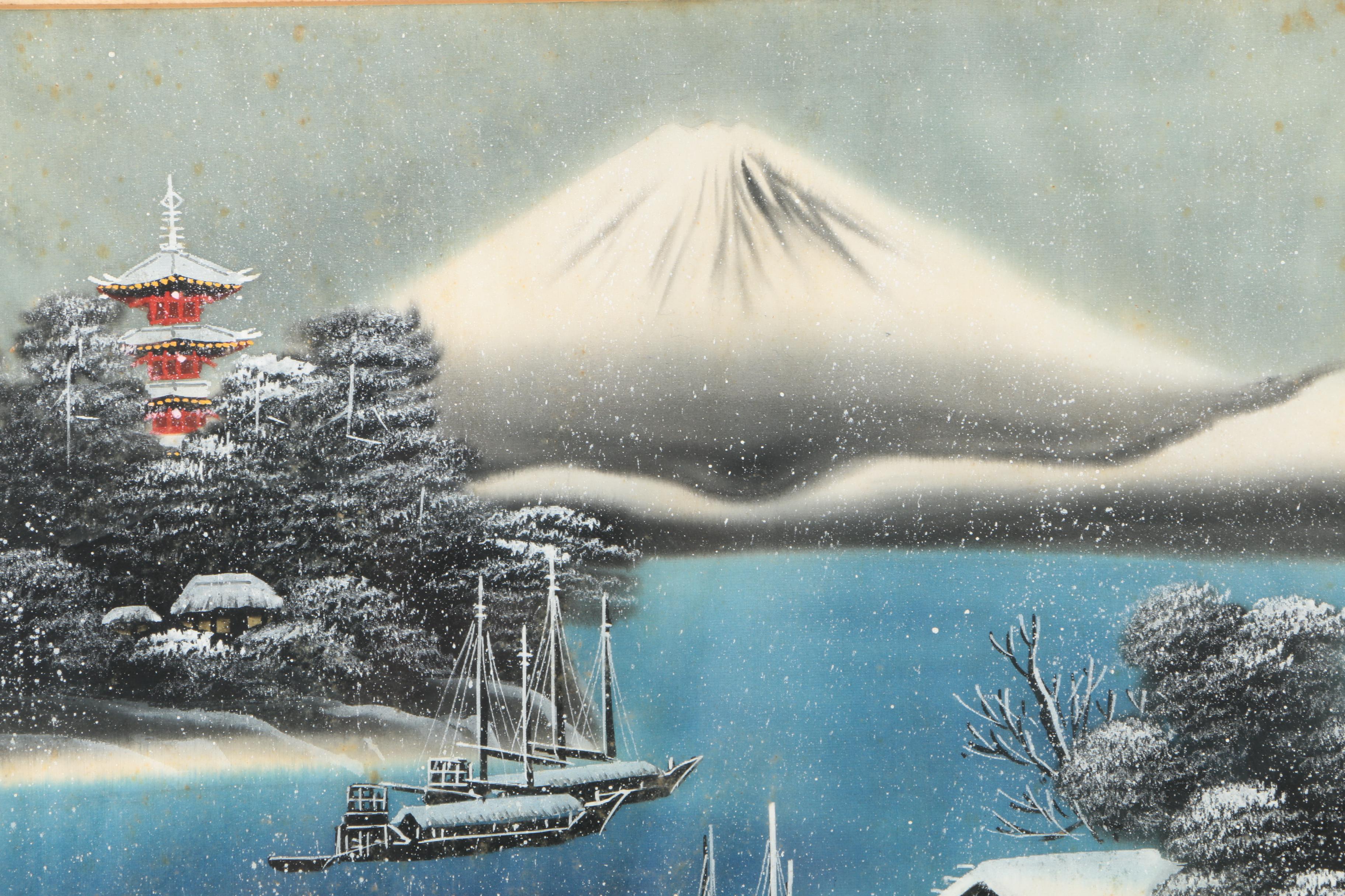 East Asian Style Landscape Painting on Silk