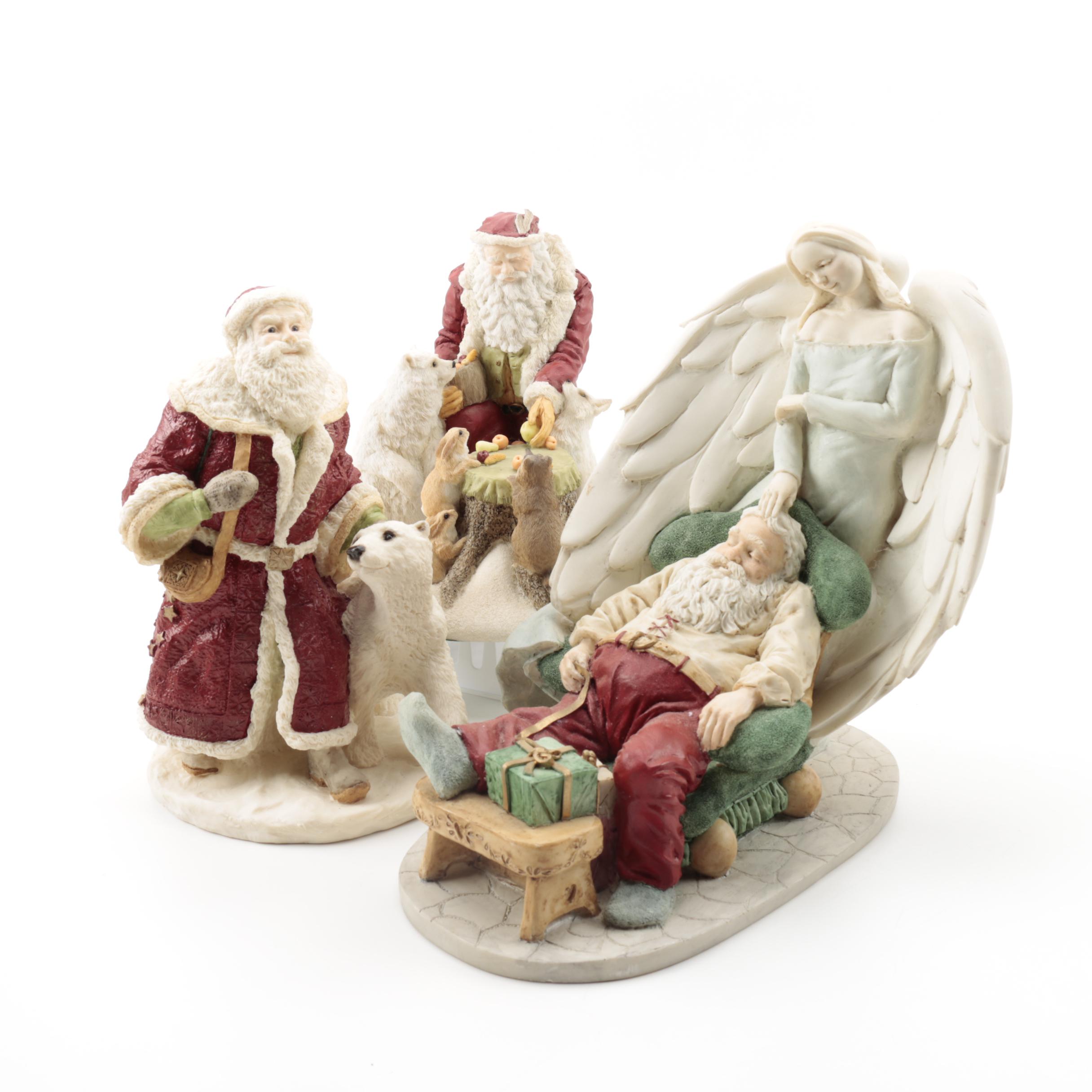 Three Santa Claus Ceramic Figurines