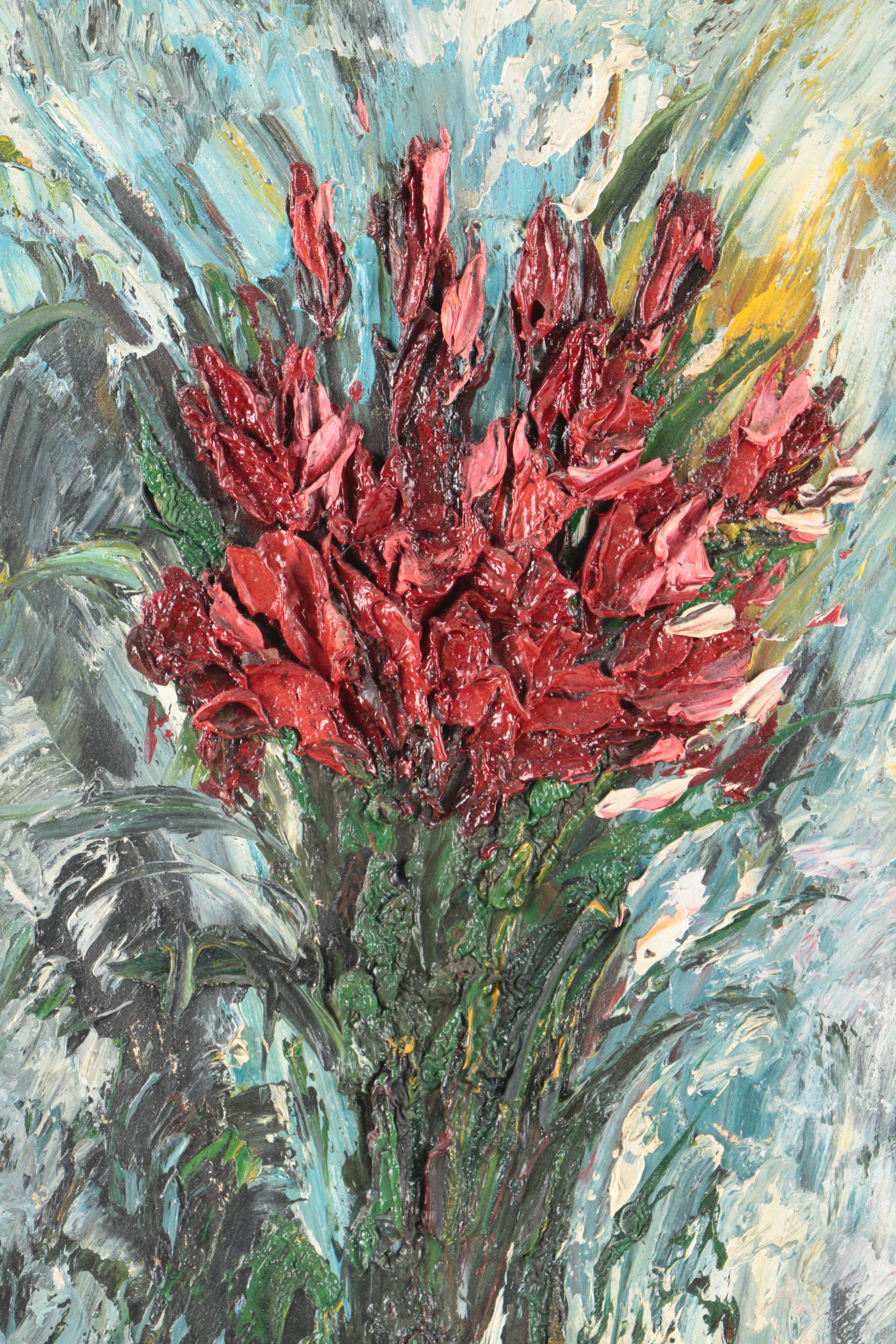Oil on Canvas Impasto Paintings of Flowers