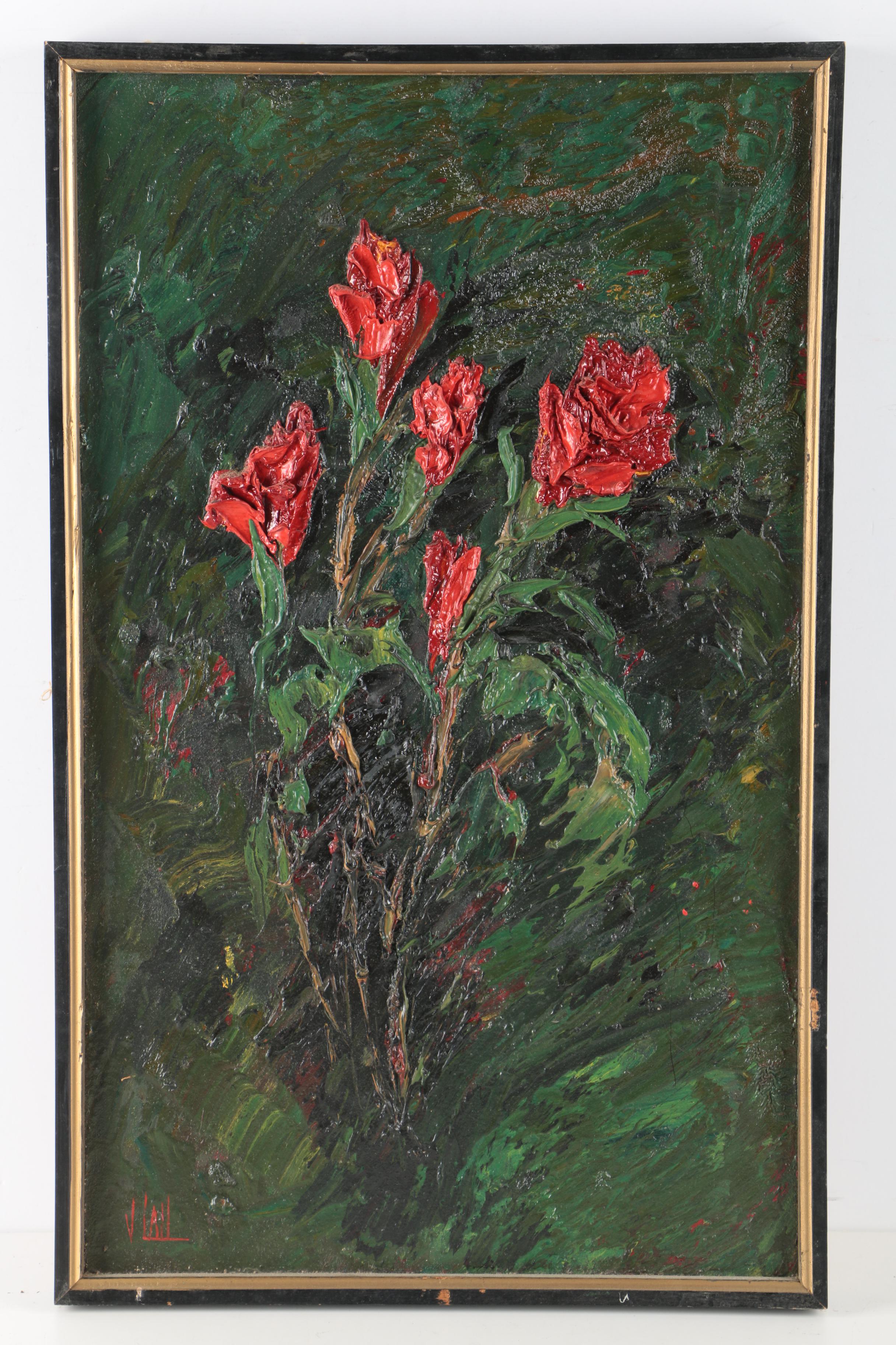 Oil on Canvas Impasto Paintings of Flowers