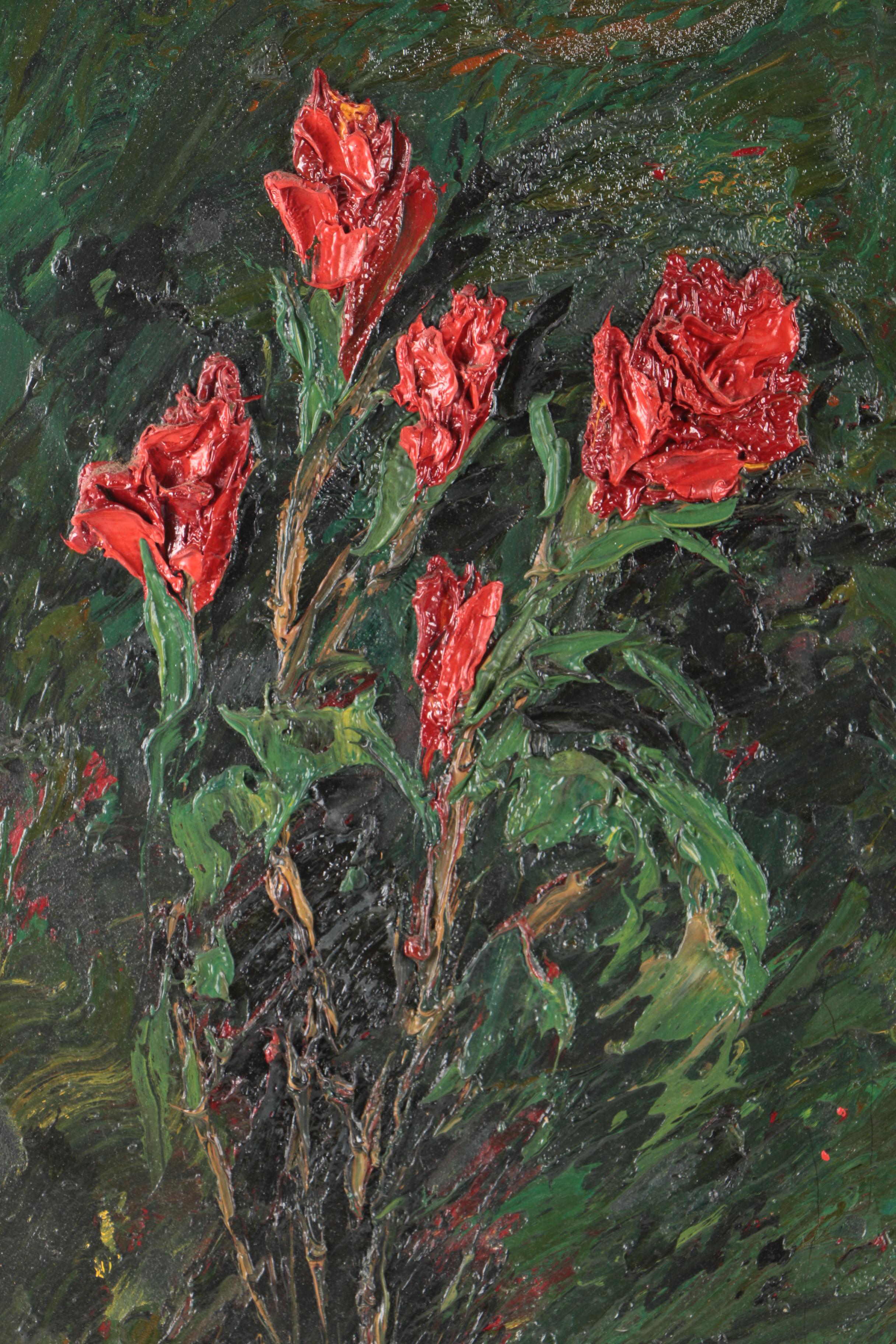 Oil on Canvas Impasto Paintings of Flowers