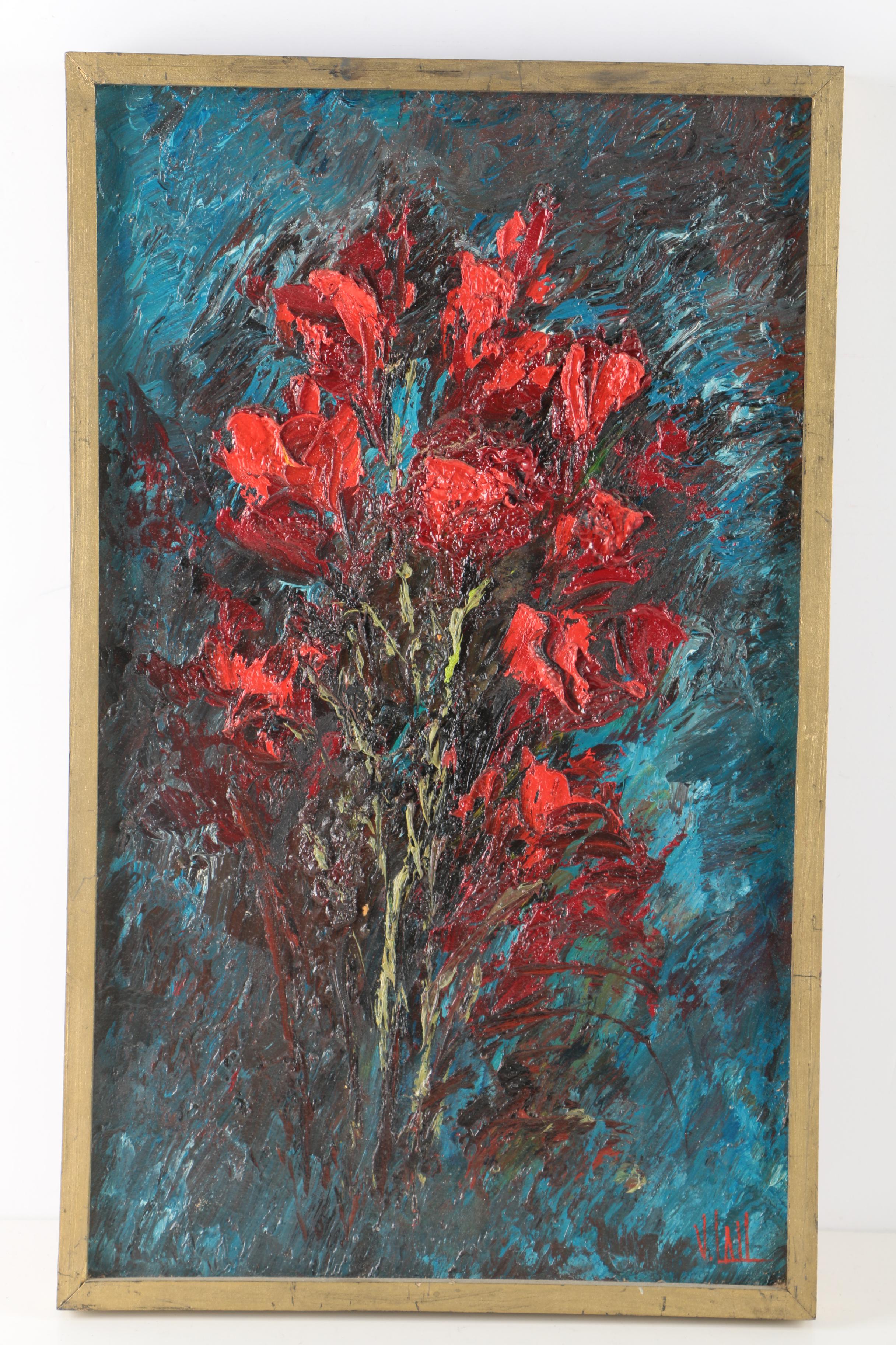 Oil on Canvas Impasto Paintings of Flowers