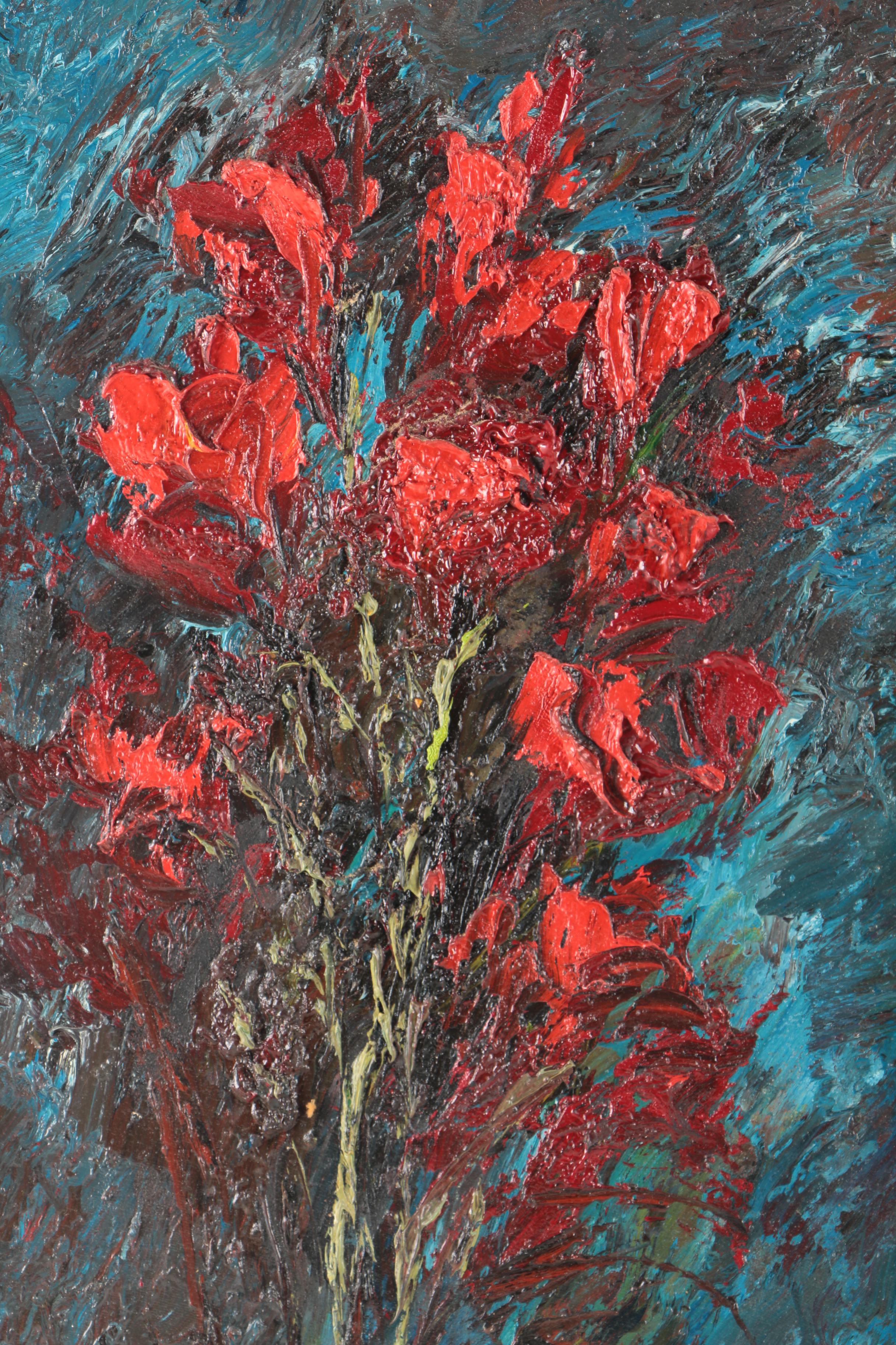 Oil on Canvas Impasto Paintings of Flowers