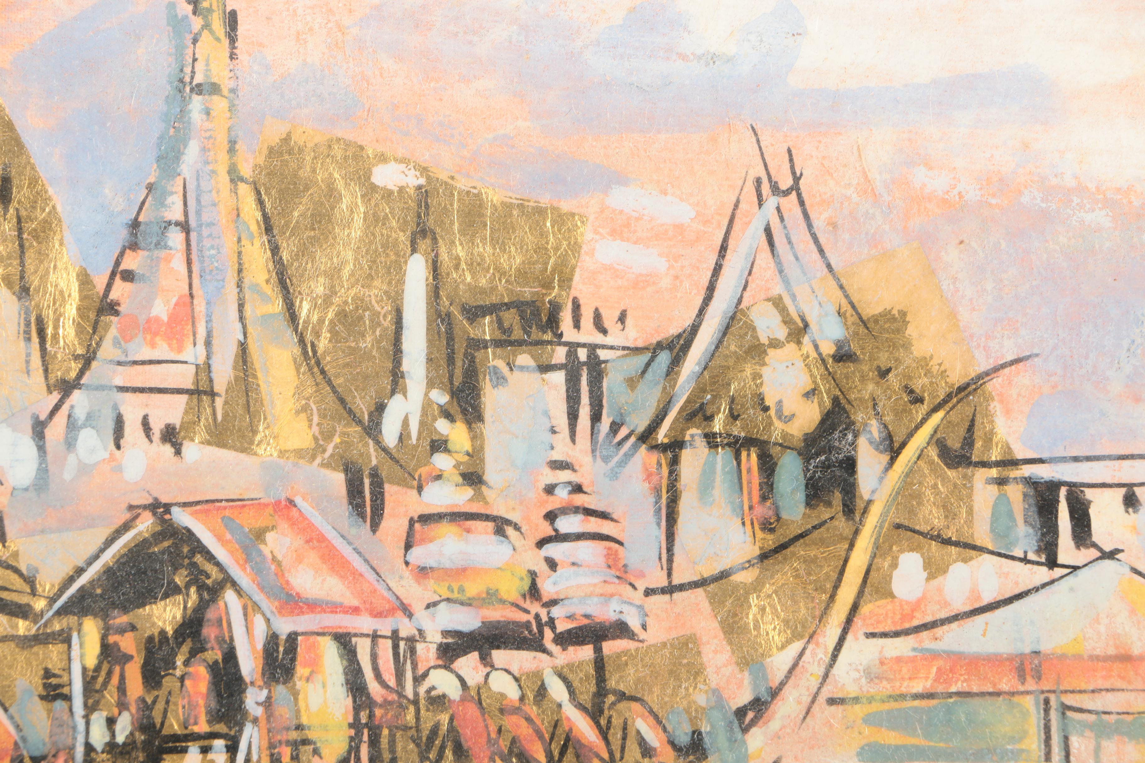 Thai Style Mixed Media Painting of Dragon Boat