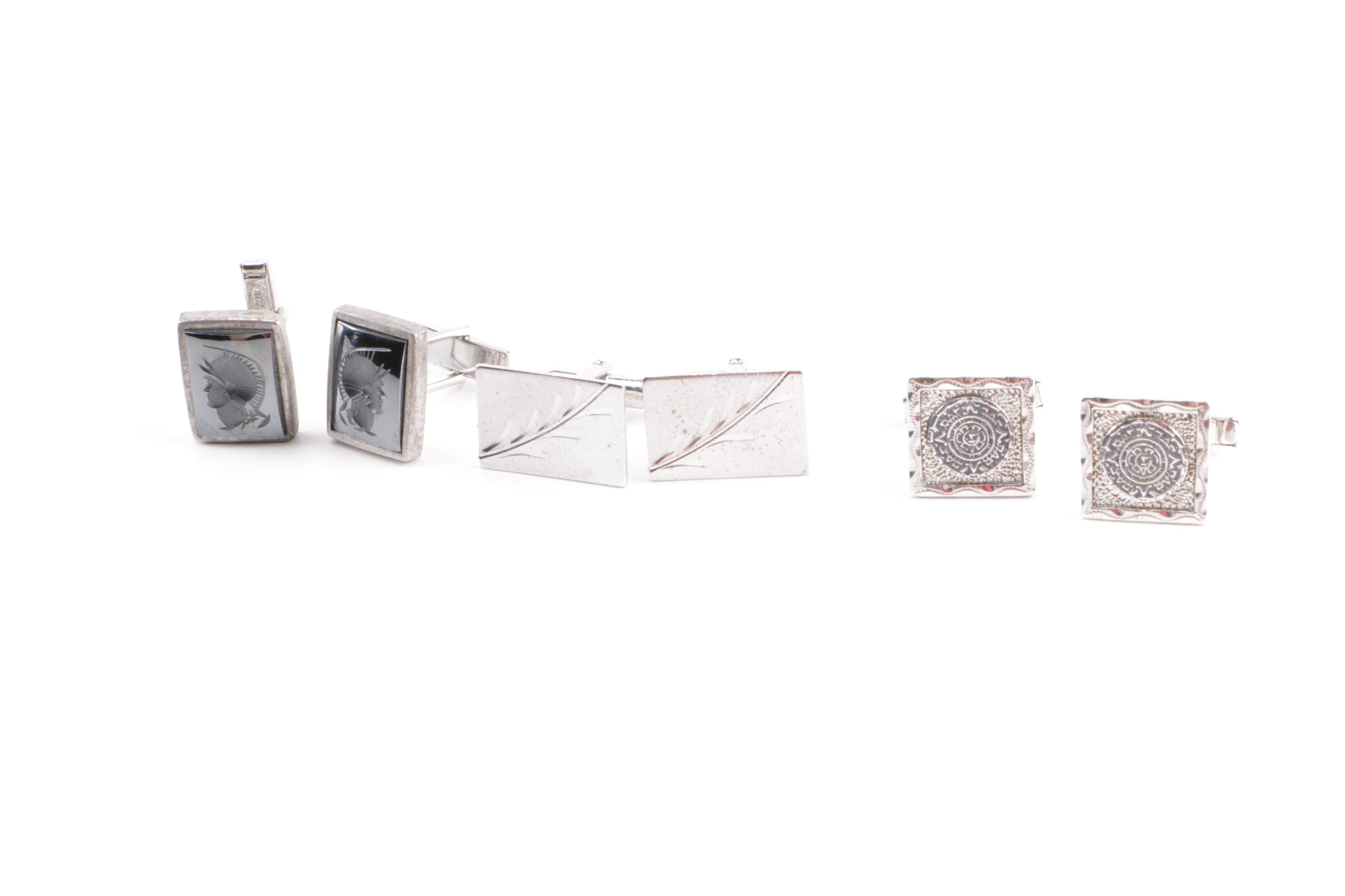 Vintage Sterling Jewelry Including Tie Tack With a Diamond Accent