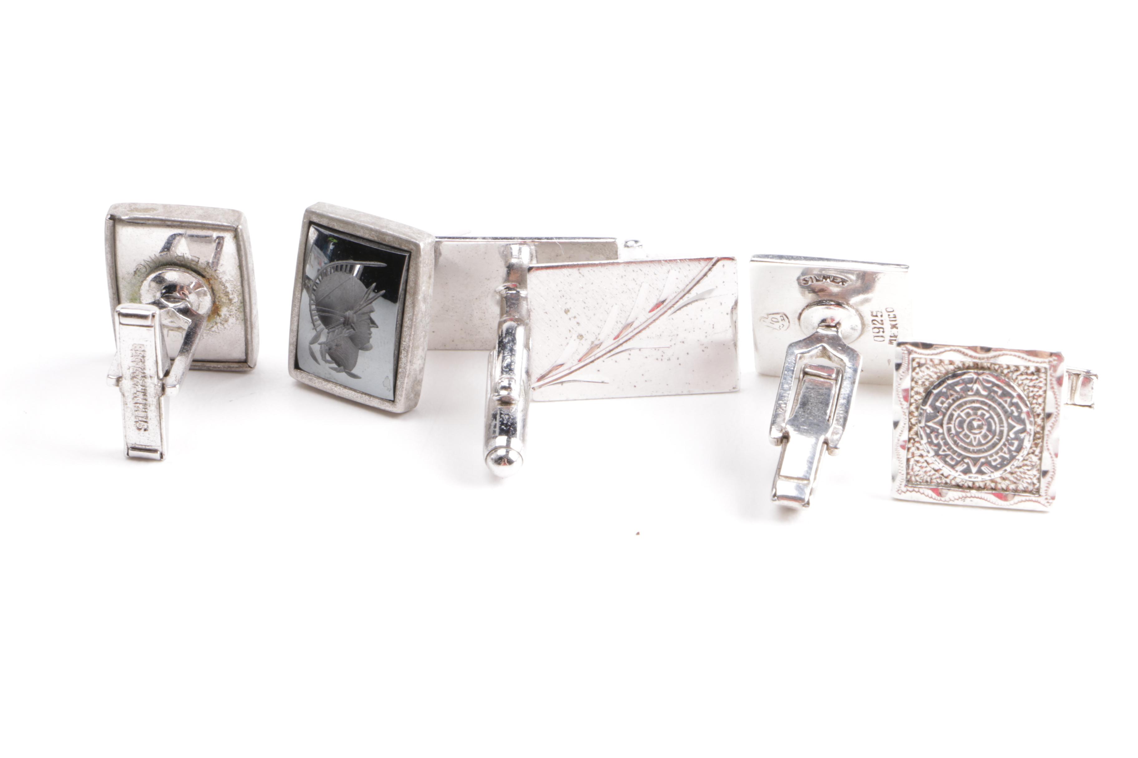 Vintage Sterling Jewelry Including Tie Tack With a Diamond Accent