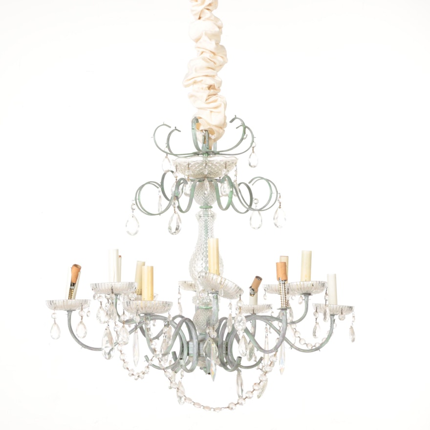 Vintage Metal and Crystal Chandelier