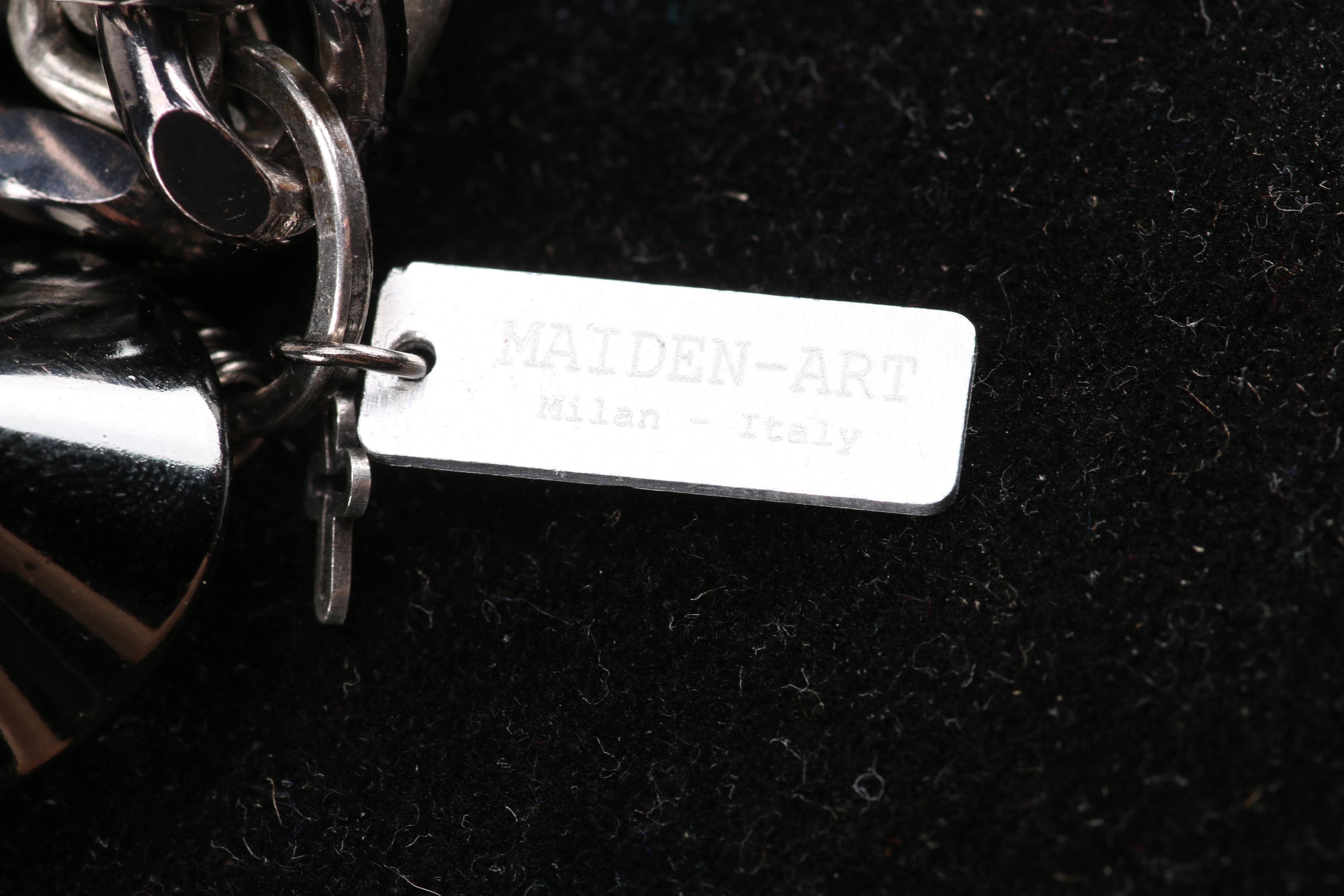 Maiden-Art Silver Tone Chain and Charm Statement Necklace