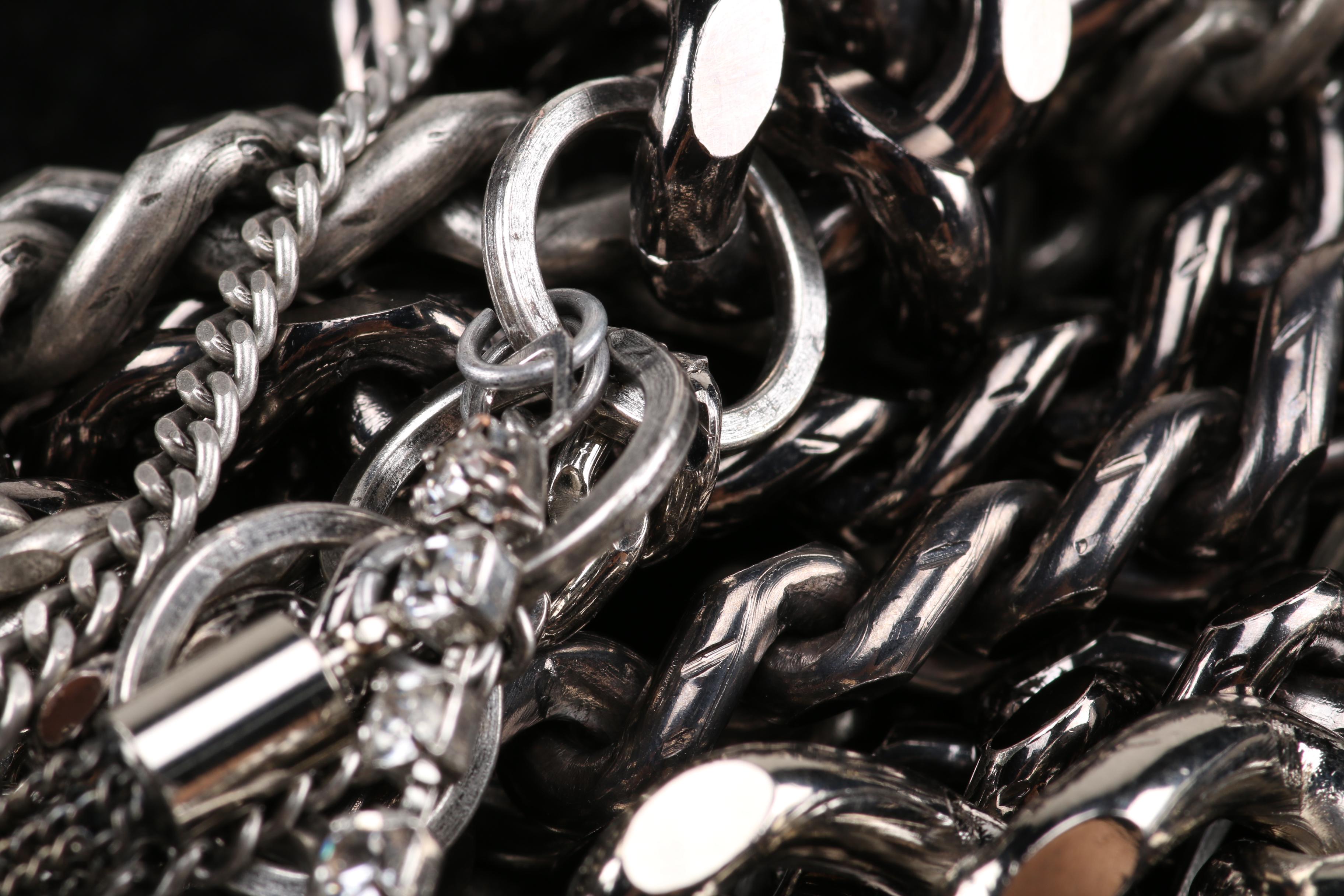 Maiden-Art Silver Tone Chain and Charm Statement Necklace