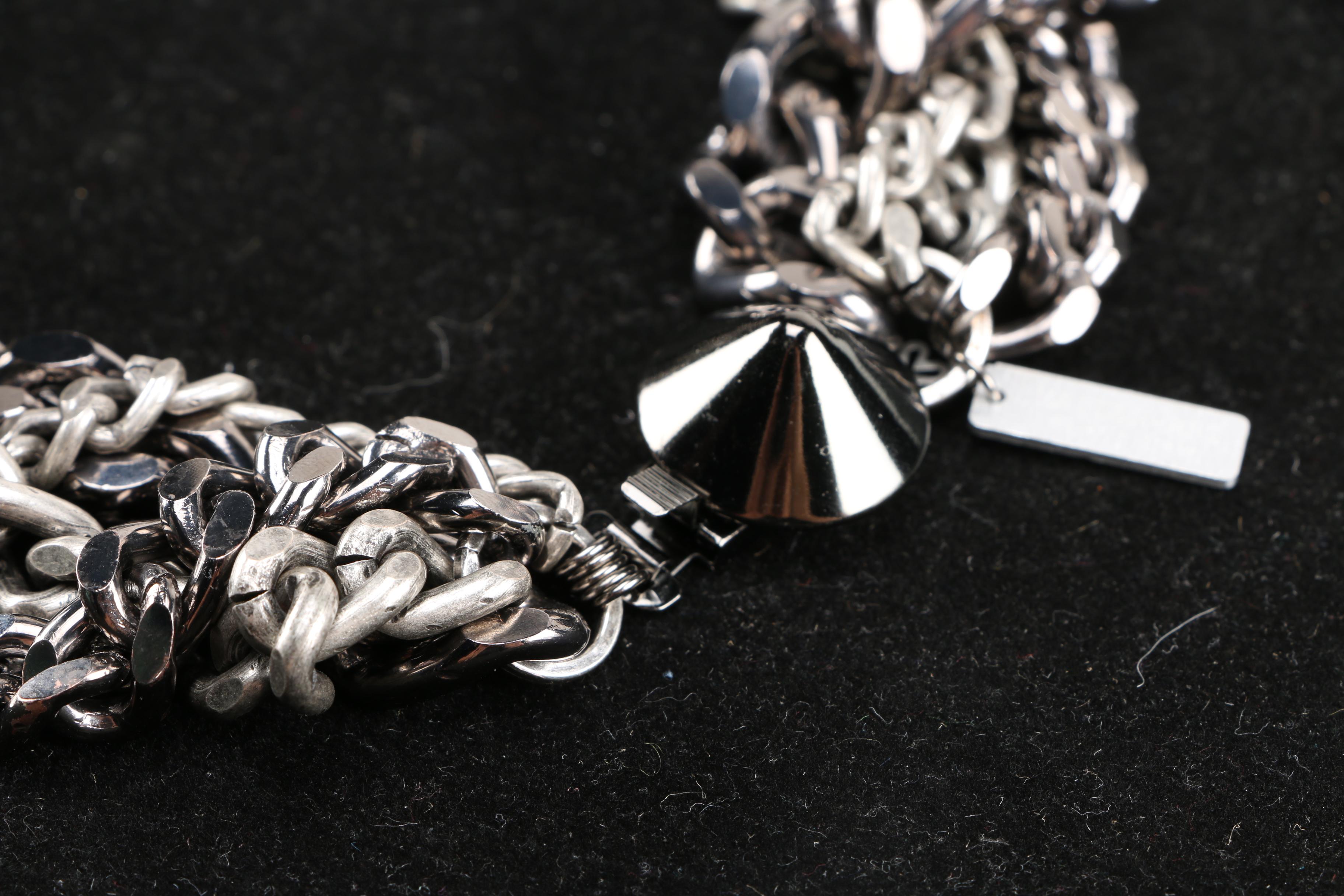 Maiden-Art Silver Tone Chain and Charm Statement Necklace