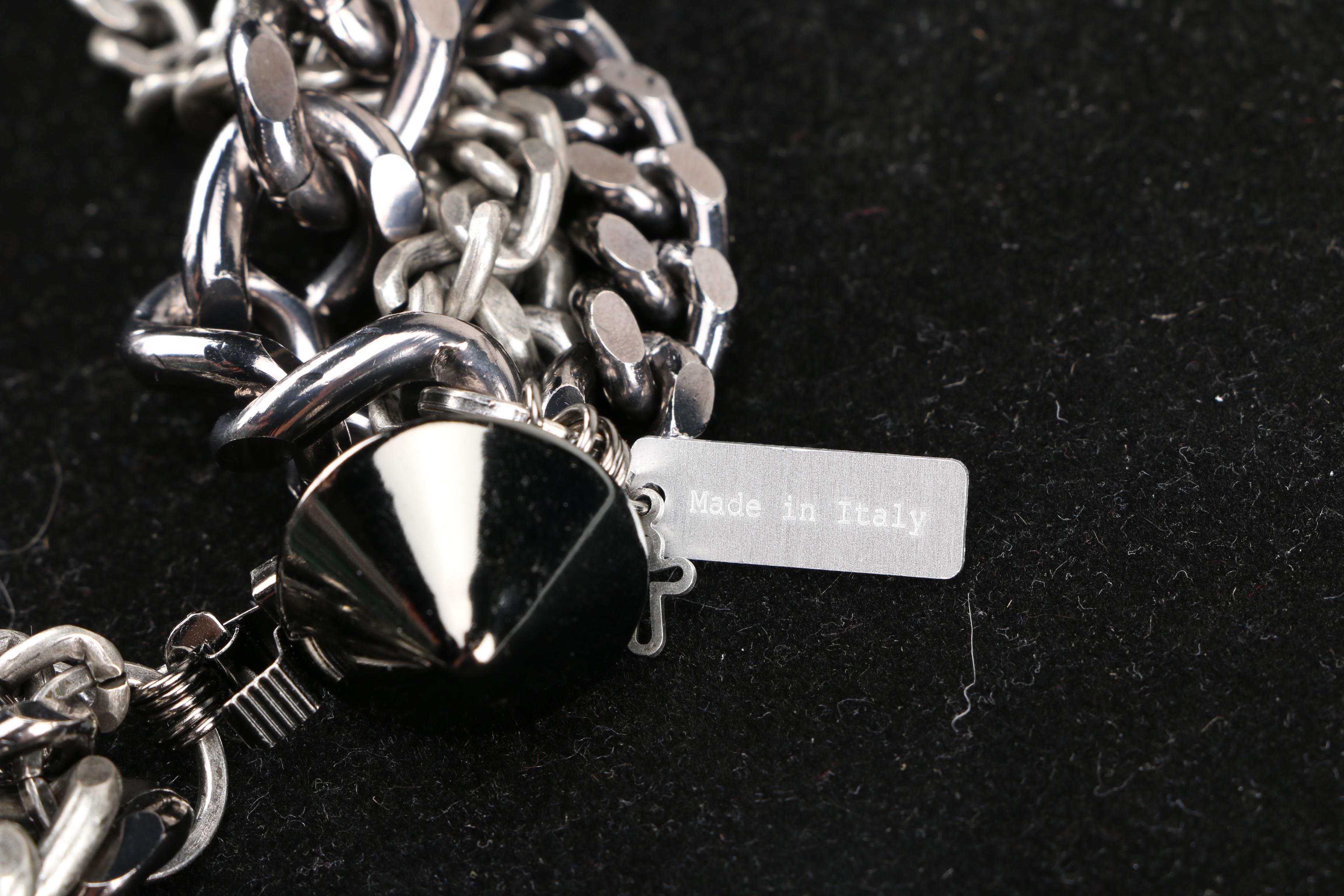 Maiden-Art Silver Tone Chain and Charm Statement Necklace