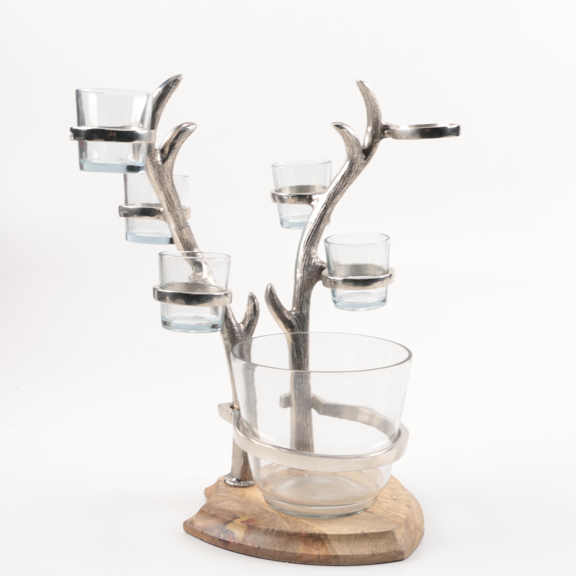 Pottery Barn Pewter Animal Themed Glasses and Decanters