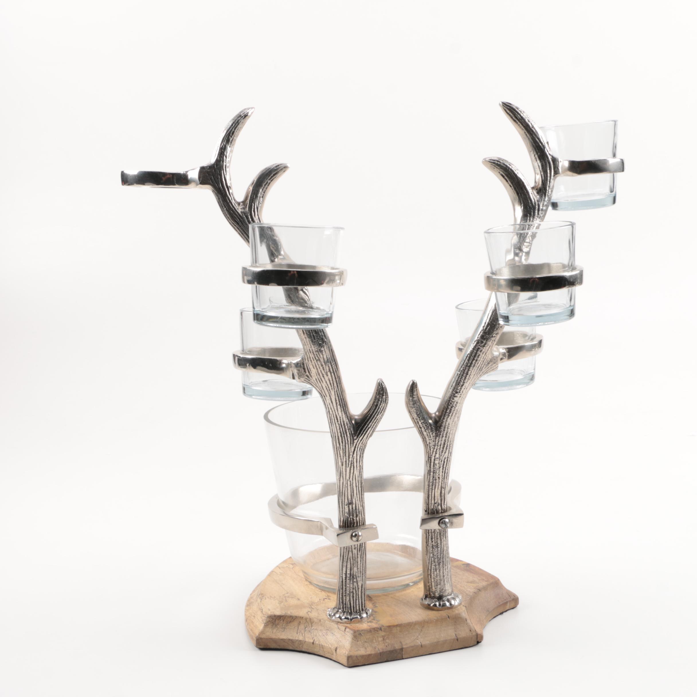 Pottery Barn Pewter Animal Themed Glasses and Decanters