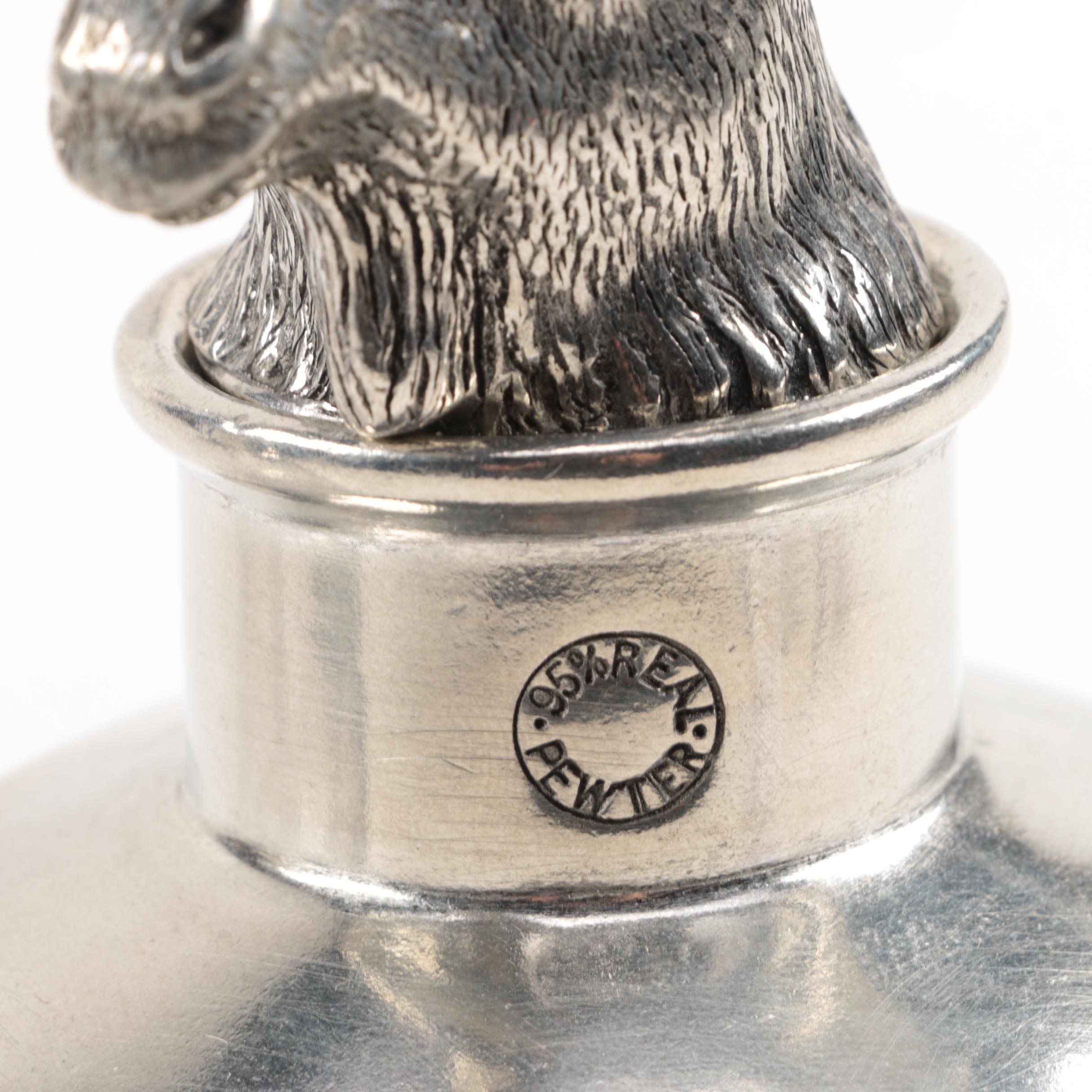 Pottery Barn Pewter Animal Themed Glasses and Decanters