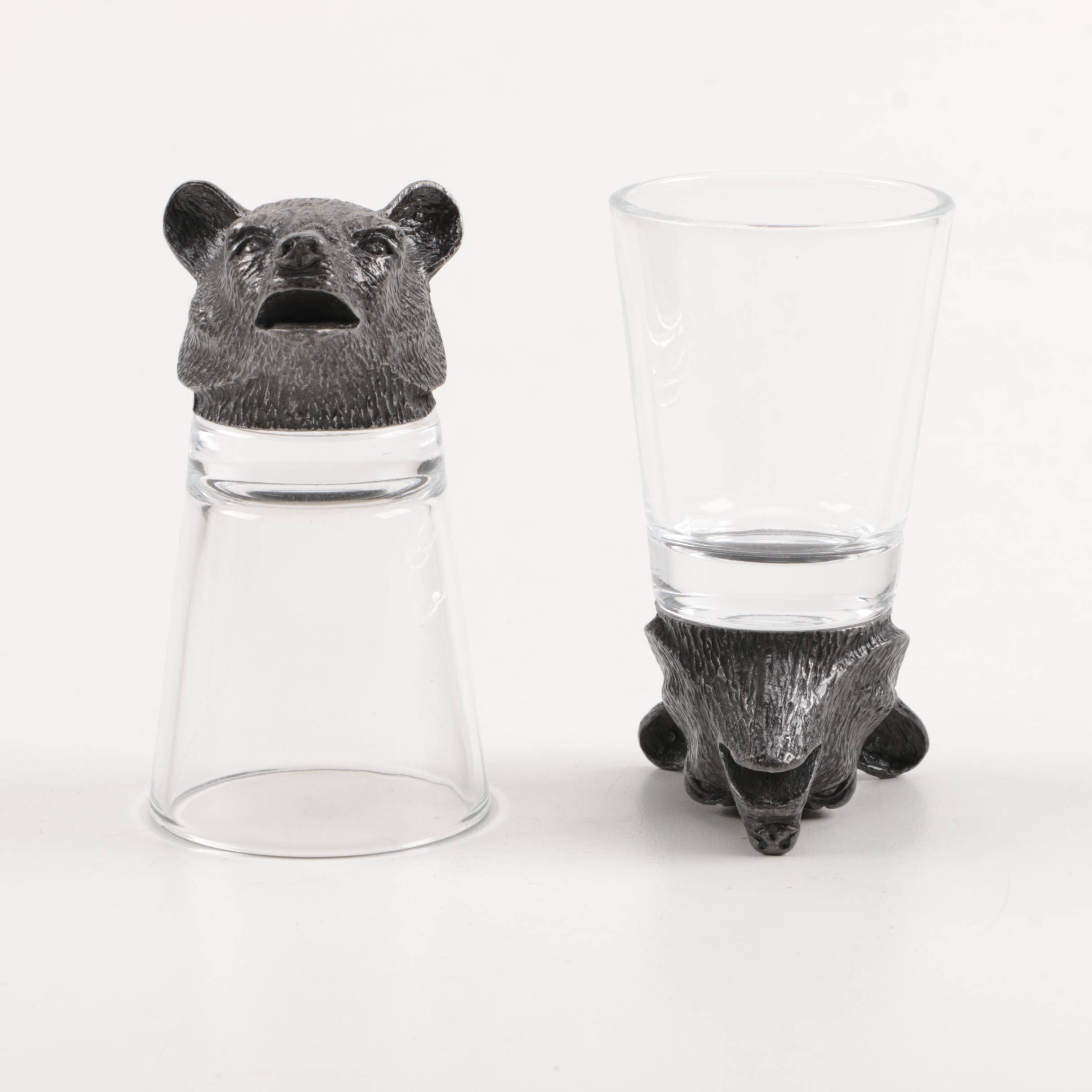 Pottery Barn Pewter Animal Themed Glasses and Decanters