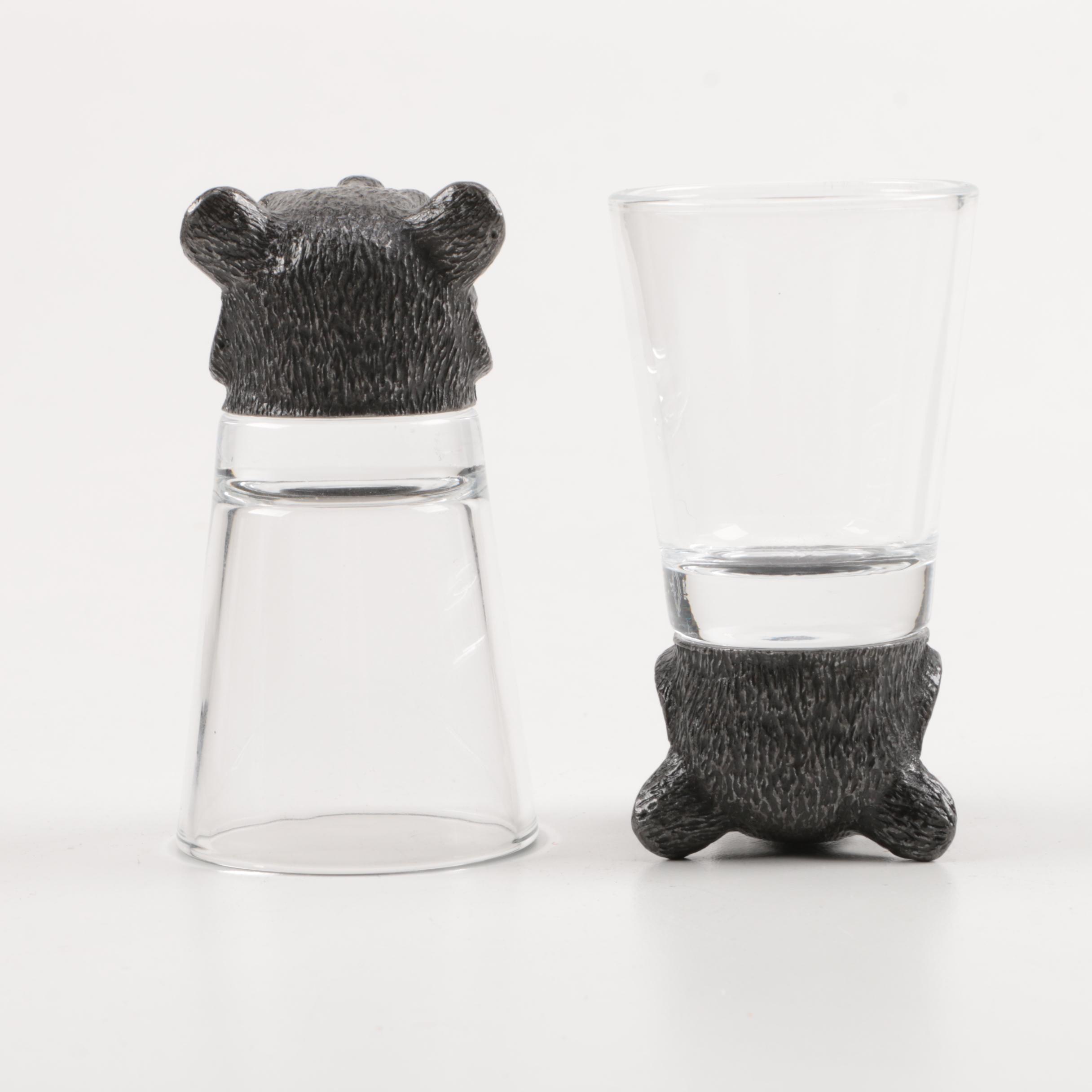 Pottery Barn Pewter Animal Themed Glasses and Decanters