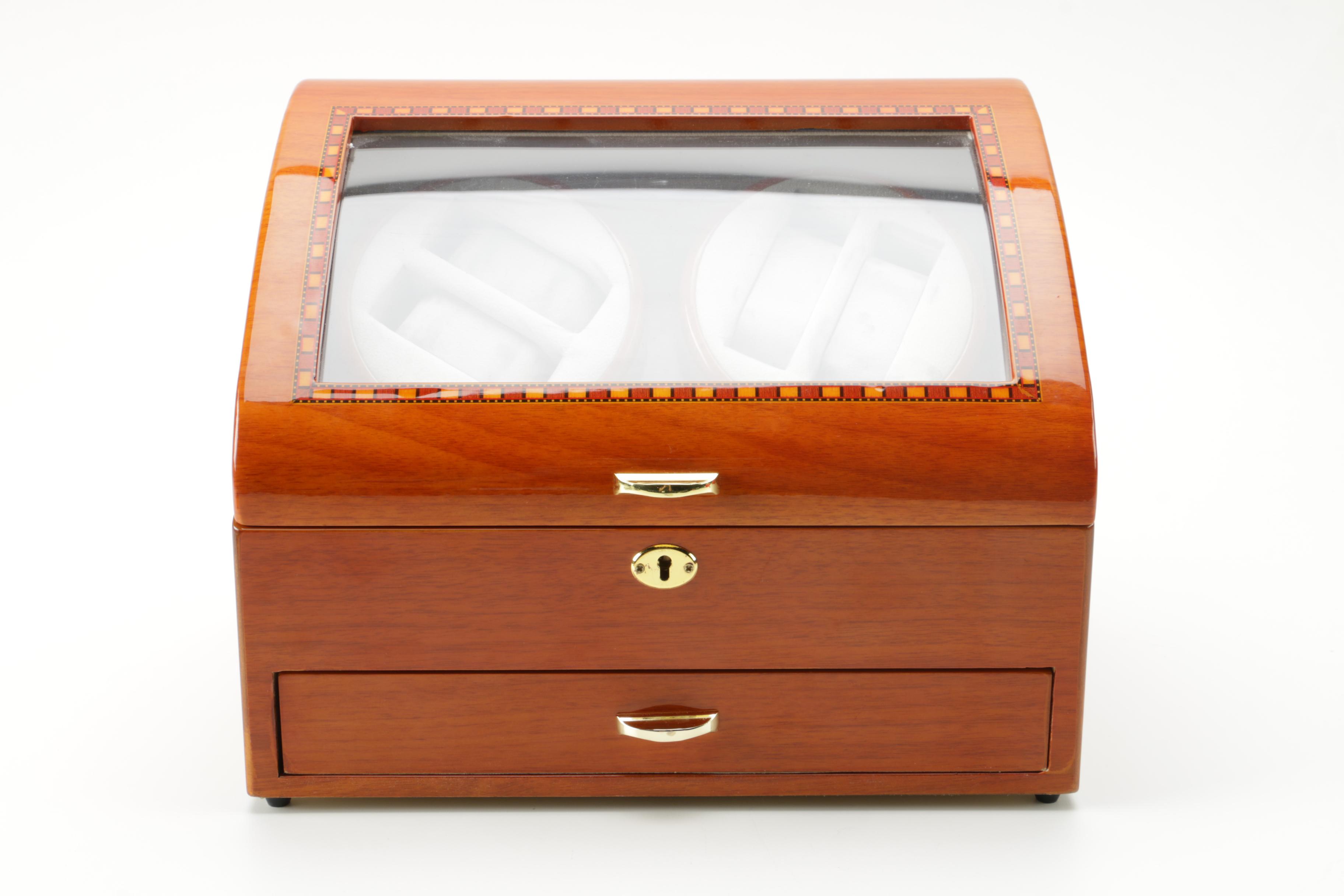 Quad Watch Winder With Twelve Storage Compartments