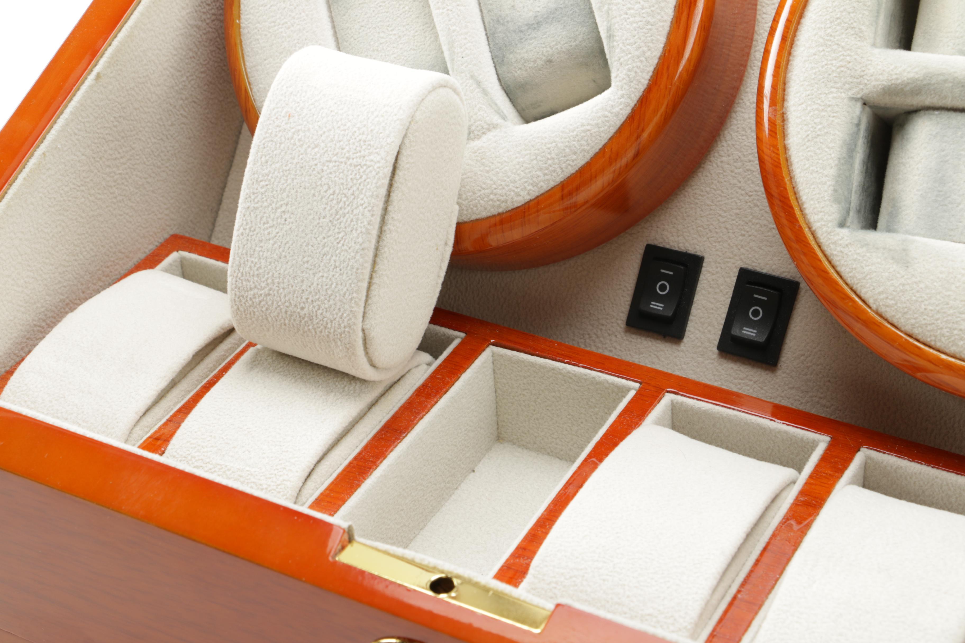 Quad Watch Winder With Twelve Storage Compartments