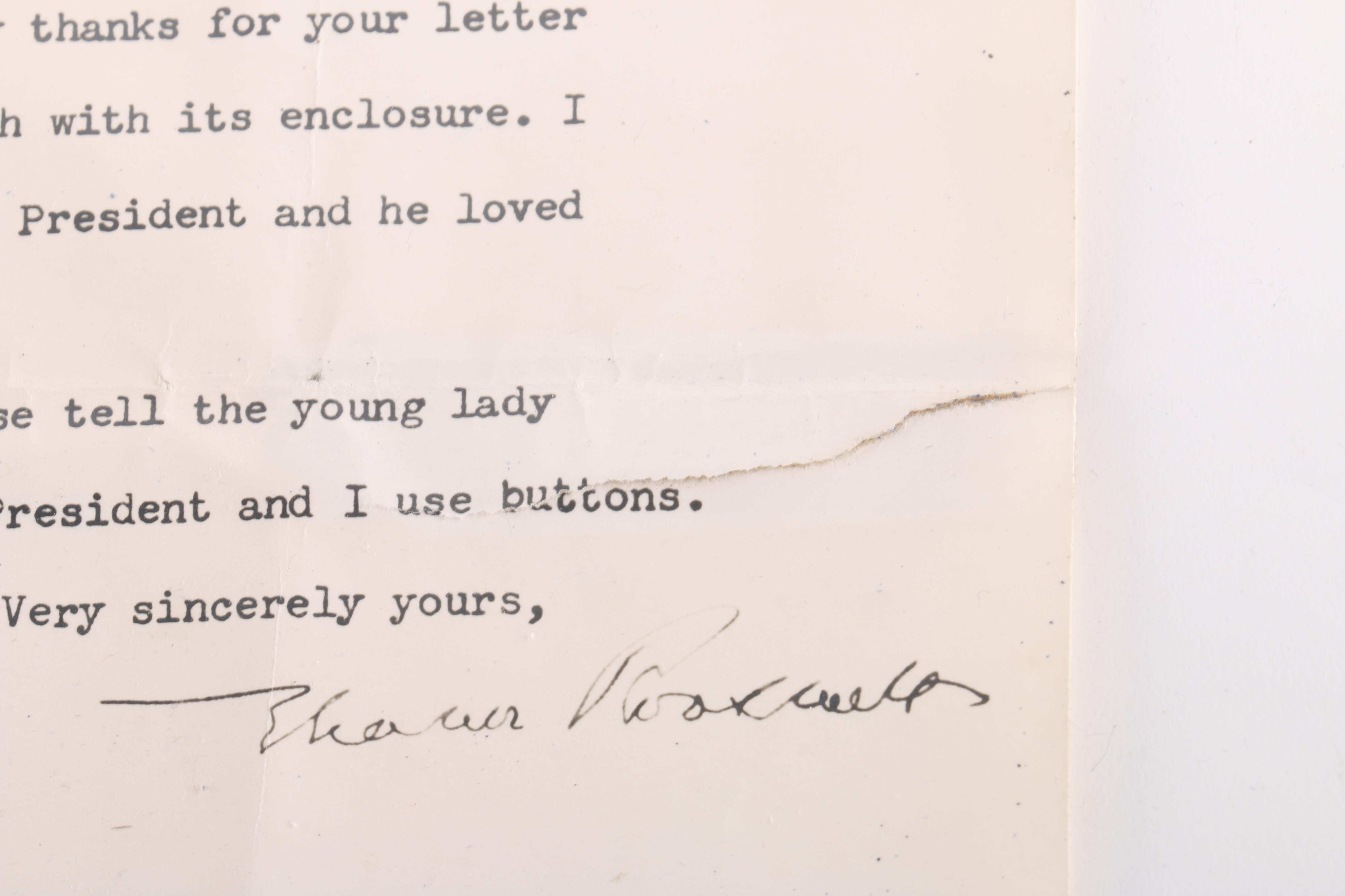 Eleanor Roosevelt Signed Letter on White House Stationery