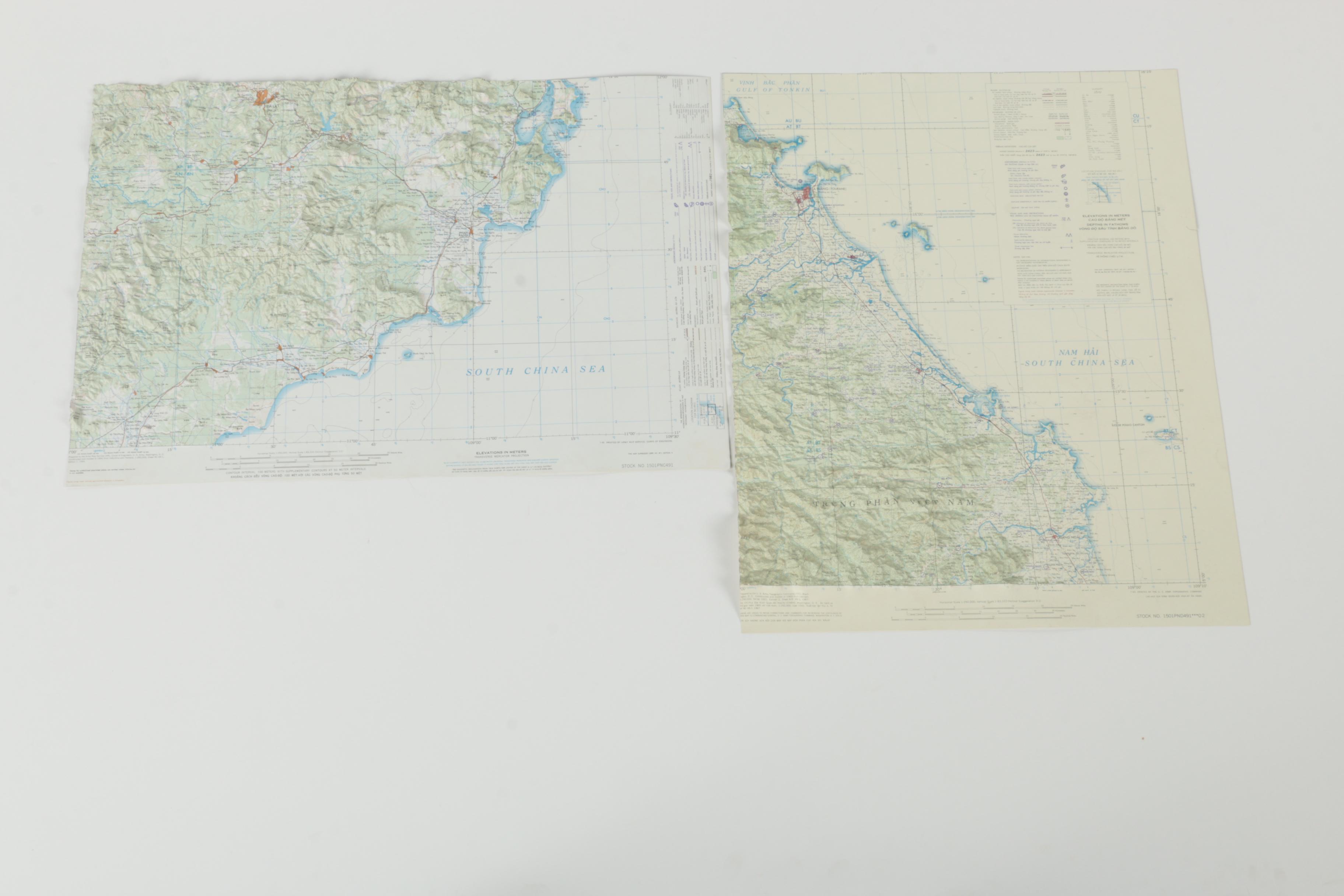 1960s Topographical and Paper Maps of Southeast Asia