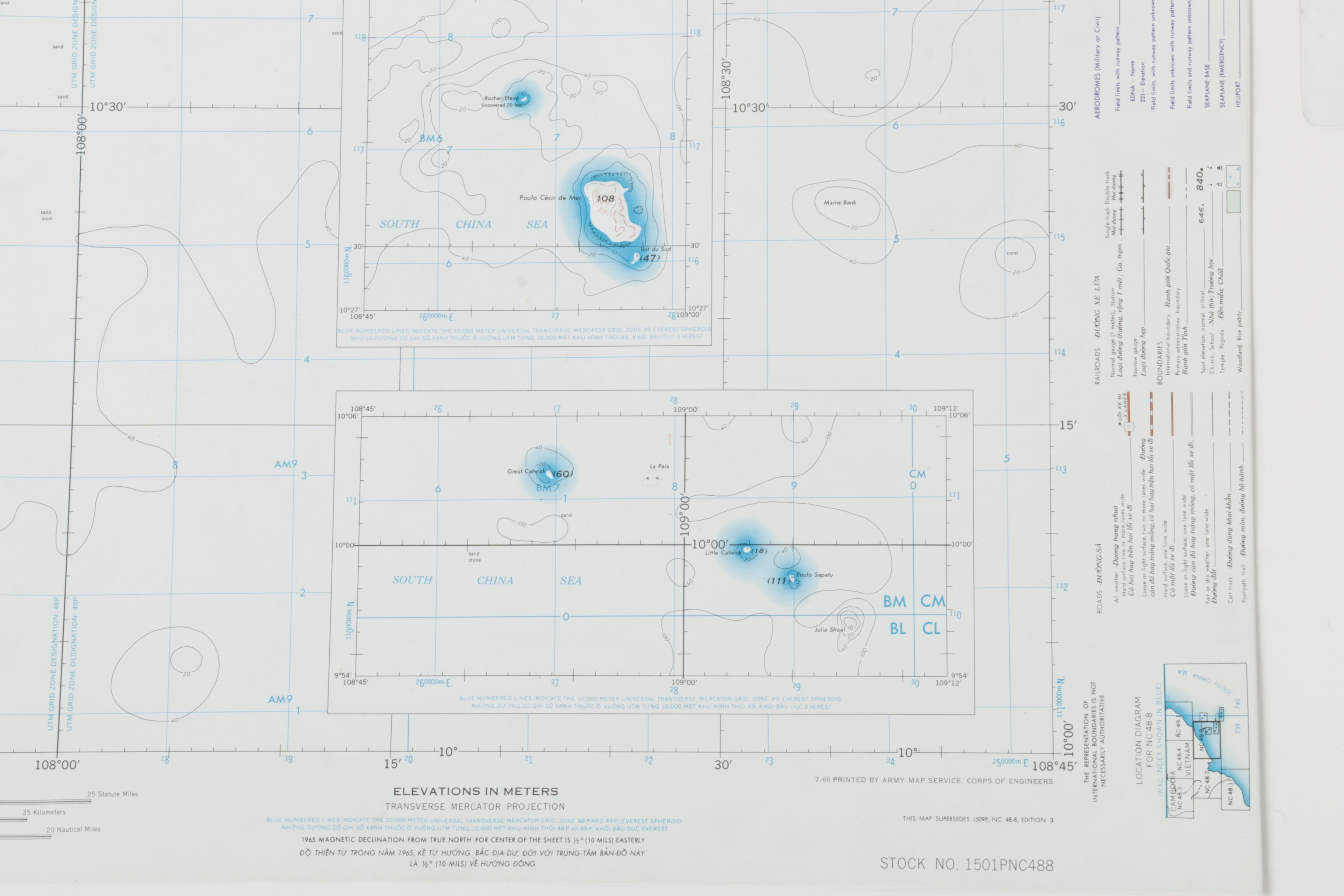 1960s Topographical and Paper Maps of Southeast Asia