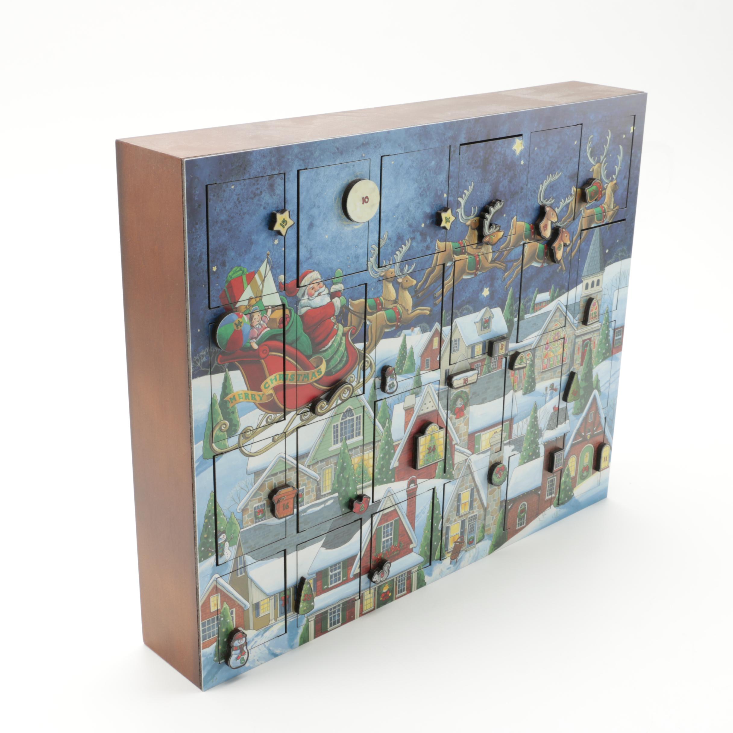 Santa Claus Wooden Advent Calendar Box