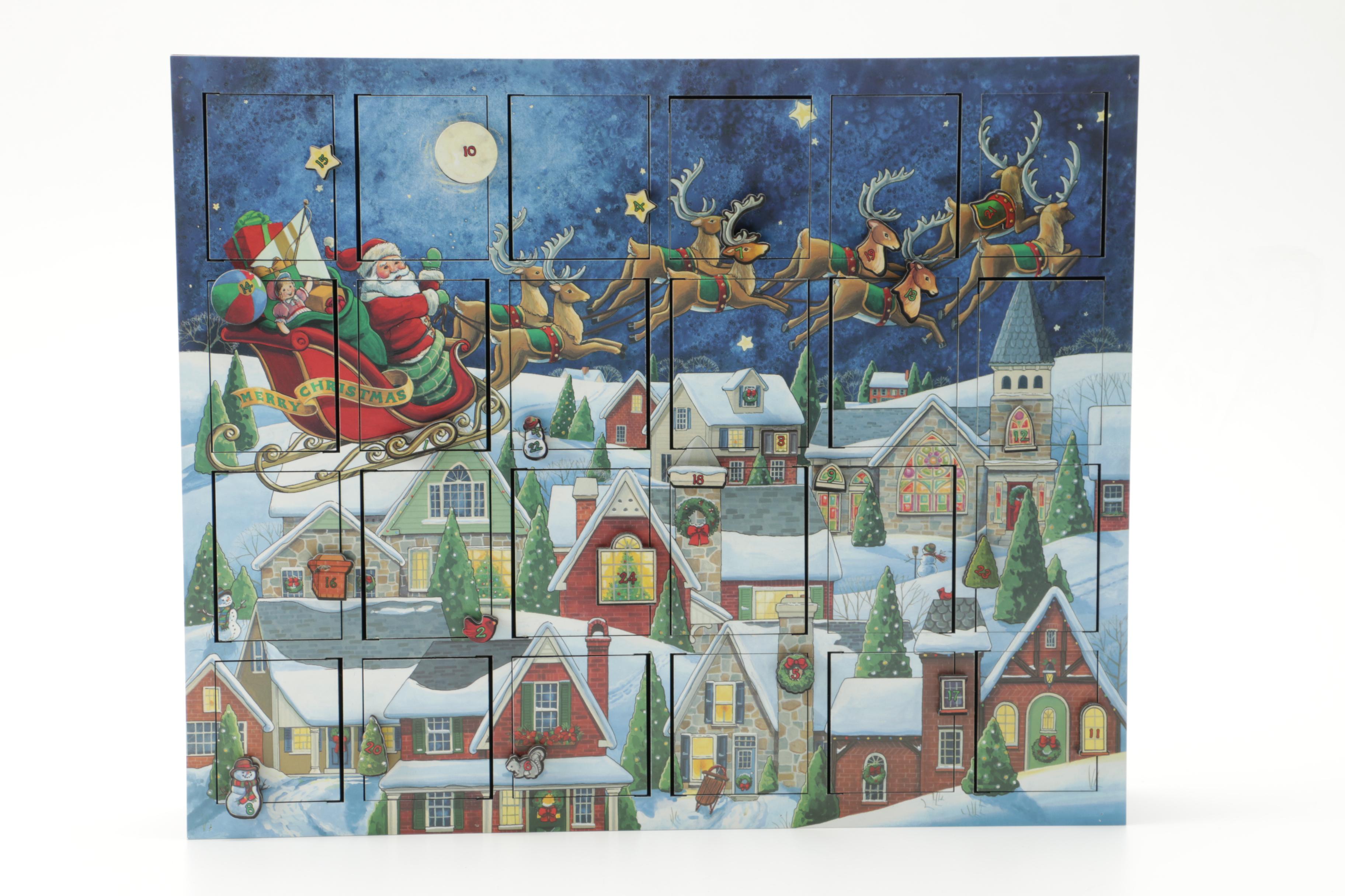 Santa Claus Wooden Advent Calendar Box